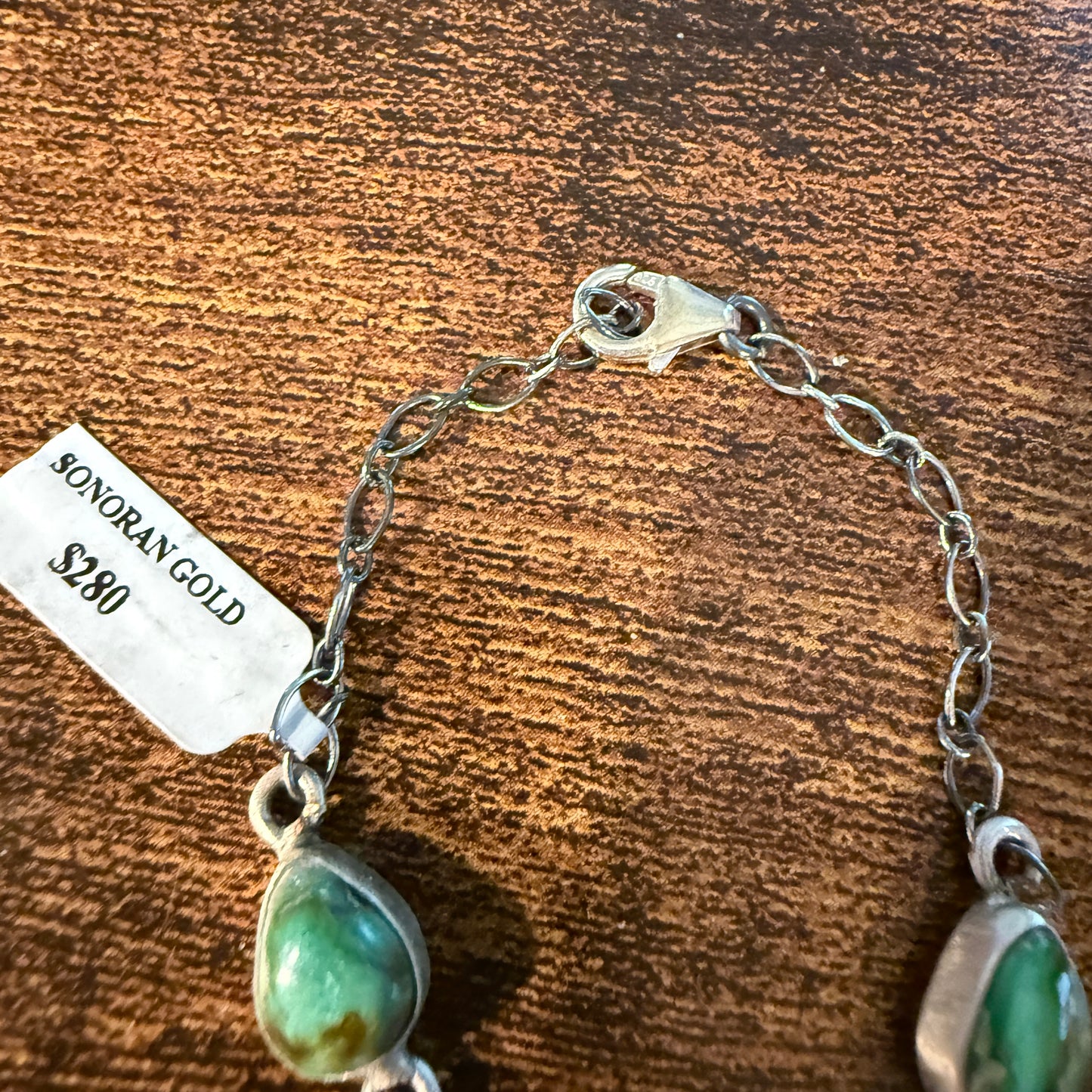 Sonoran Gold and Pink Conch Turquoise Gemstone 8 Inch Bracelet Wild West Boho