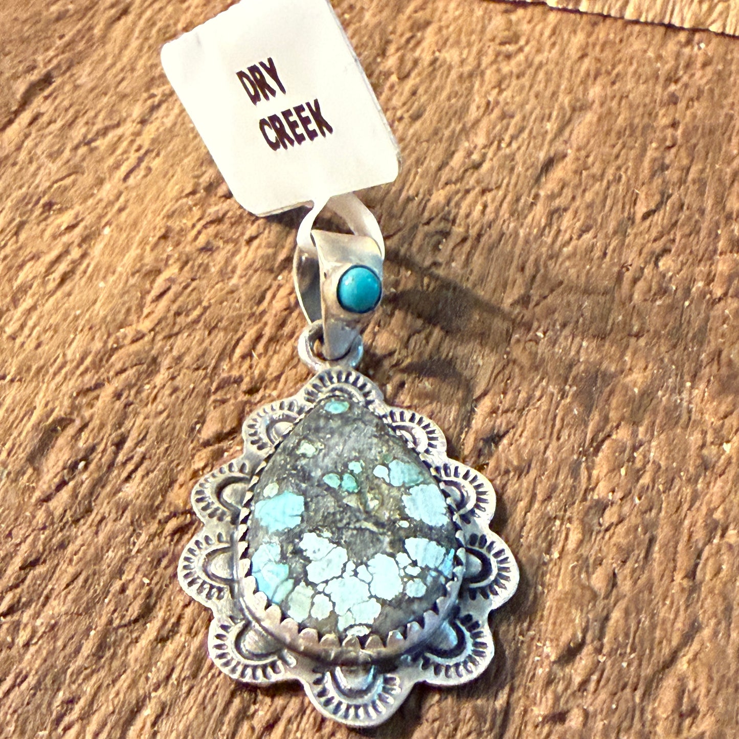 Dry Creek Turquoise Gemstone Pendant in Sterling Silver Wild West Boho