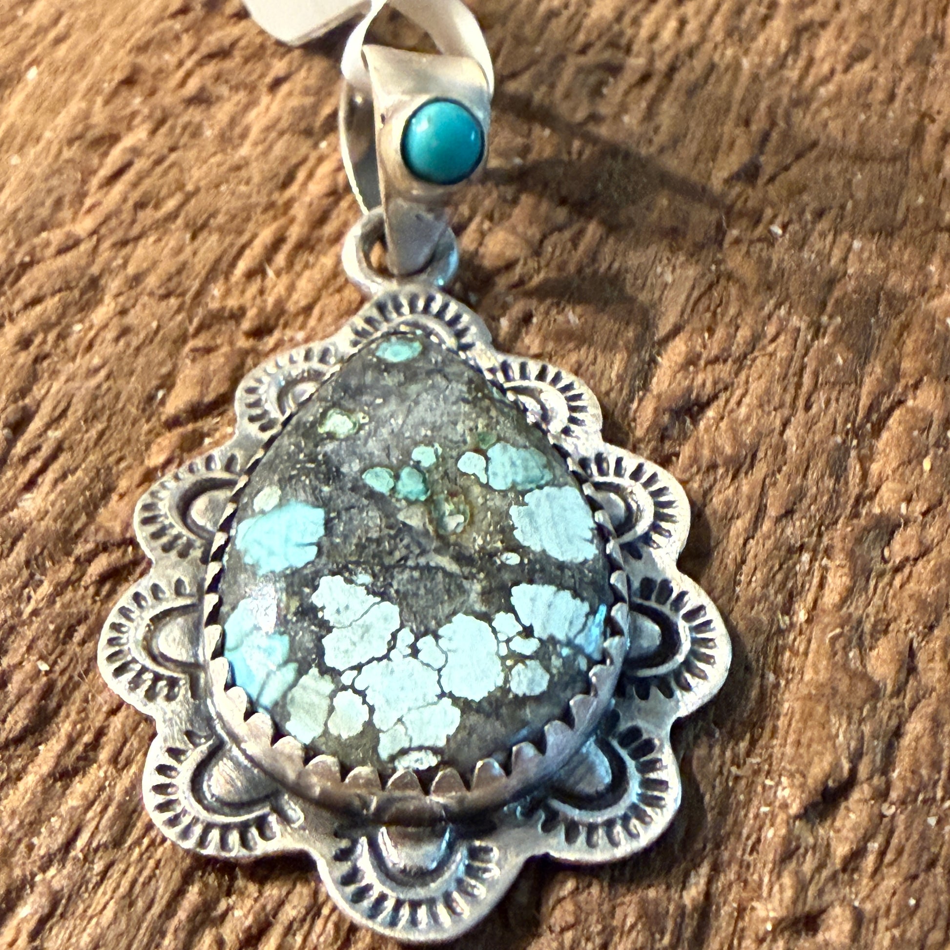 Dry Creek Turquoise Gemstone Pendant in Sterling Silver Wild West Boho