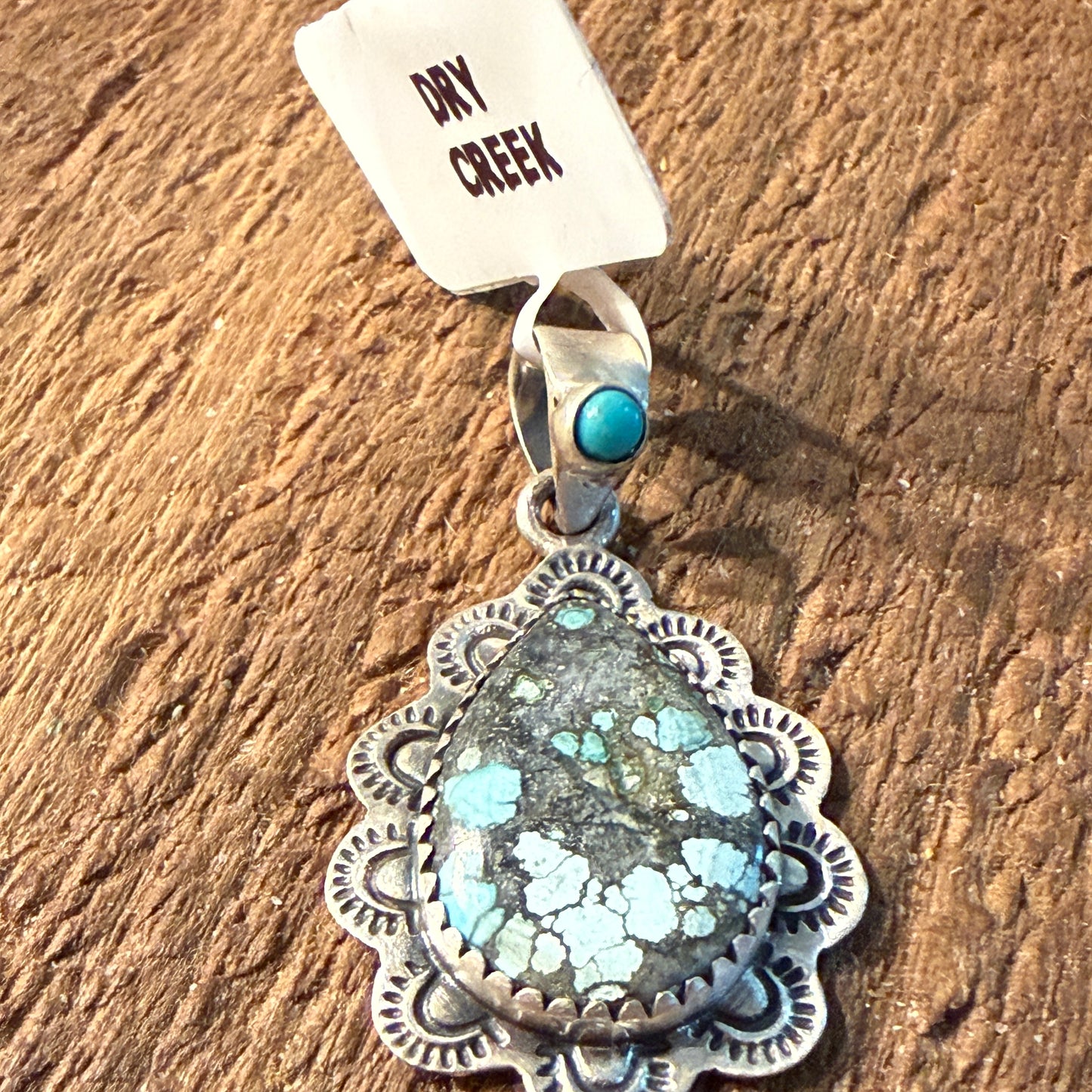 Dry Creek Turquoise Gemstone Pendant in Sterling Silver Wild West Boho