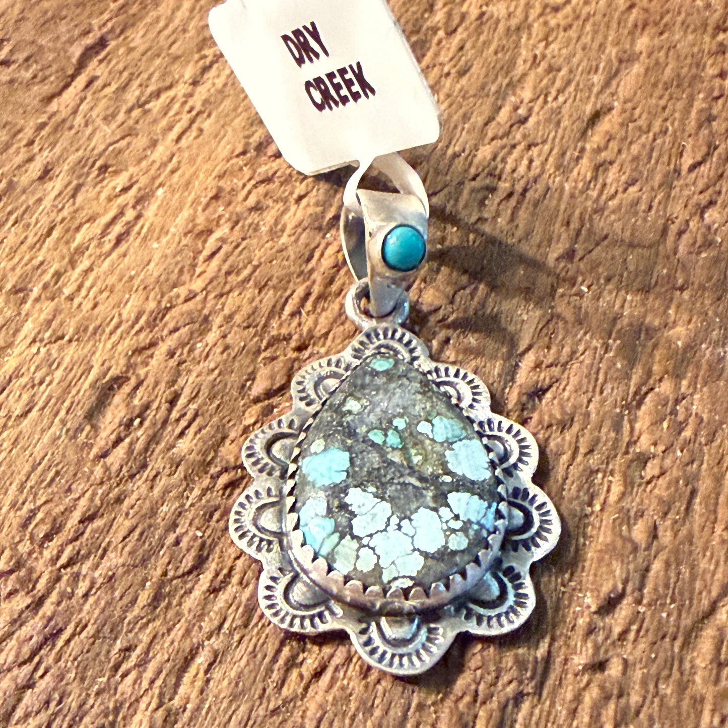 Dry Creek Turquoise Gemstone Pendant in Sterling Silver Wild West Boho