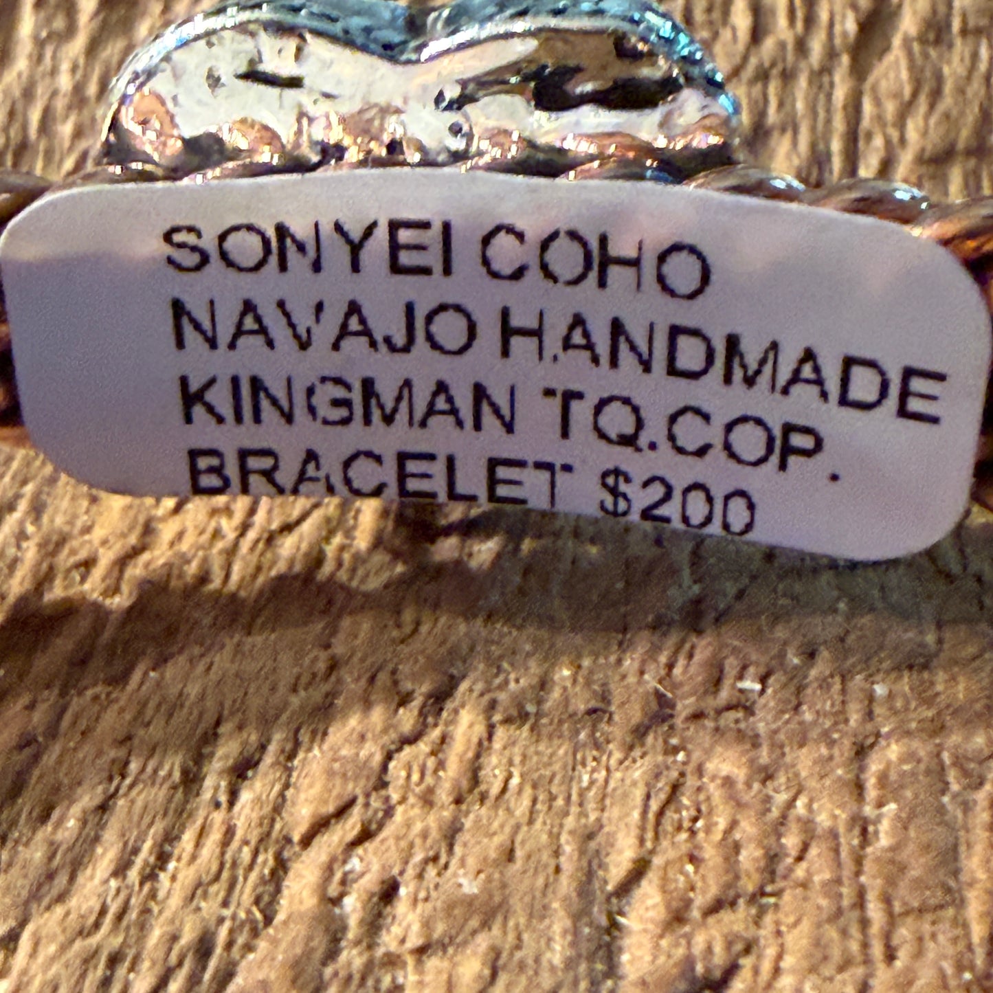 Sonyei Coho Native Handmade Kingman Turquoise Heart Bangle in Genuine Copper Wild West Boho