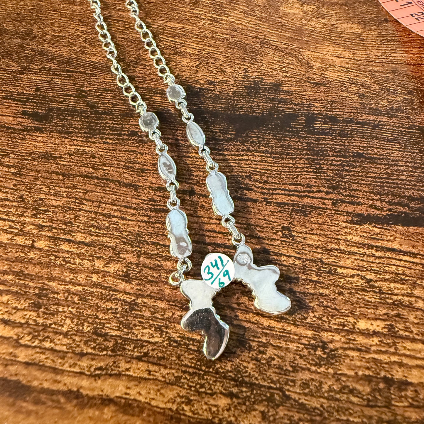 Kingman Turquoise and Opal Gemstone Naja Necklace in Sterling Silver, 18 Inch Wild West Boho