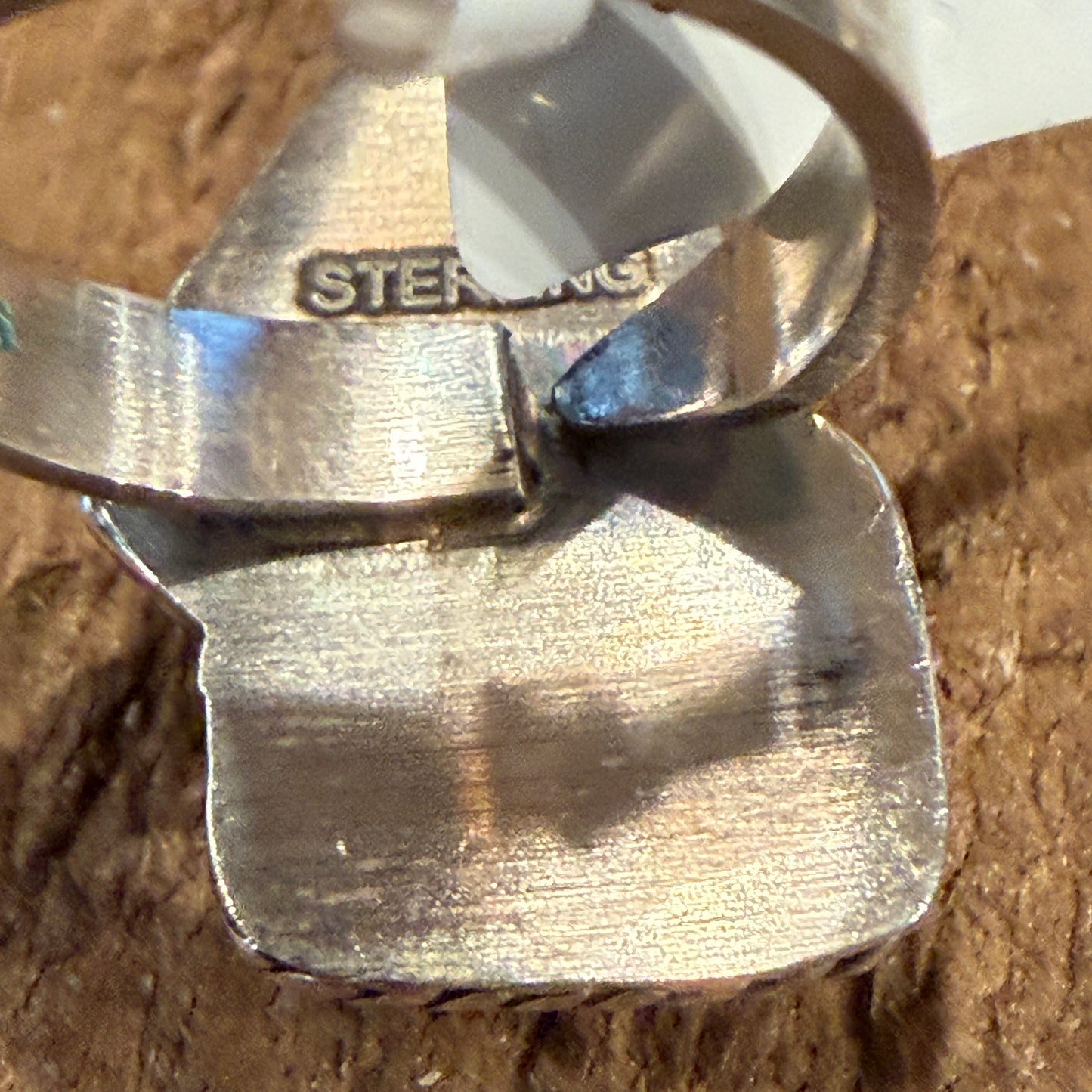 Cotton Candy Turquoise Gemstone Lightning Bolt Adjustable Ring in Sterling Silver Wild West Boho