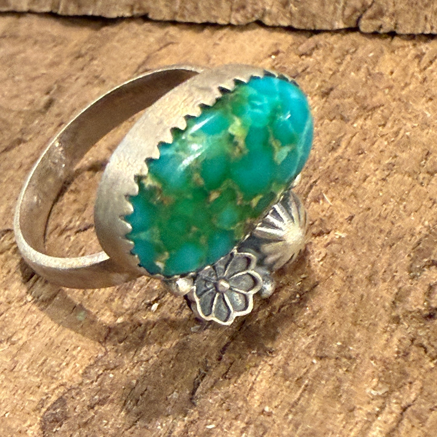 Sonoran Mountain Turquoise Gemstone Adjustable Ring in Sterling Silver Wild West Boho