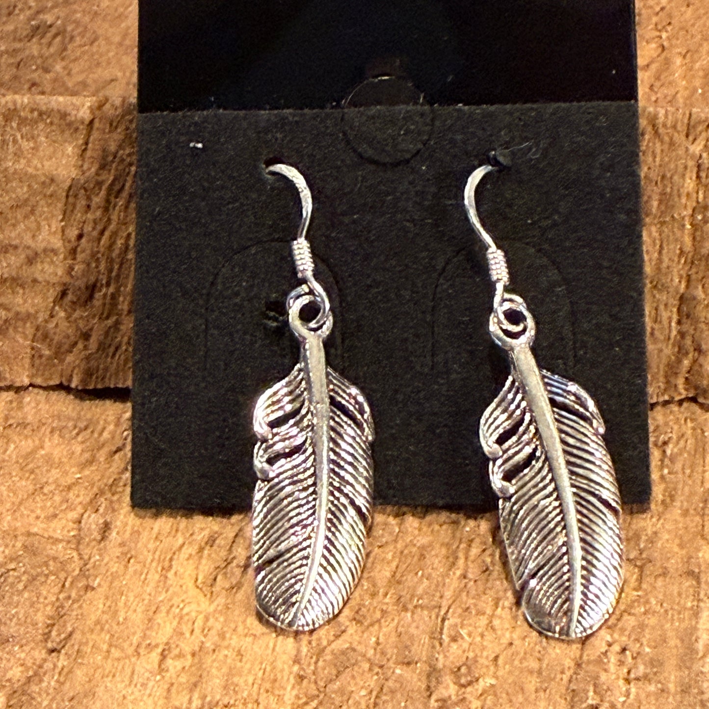 Feather Dangle Wire Earrings in Sterling Silver Wild West Boho