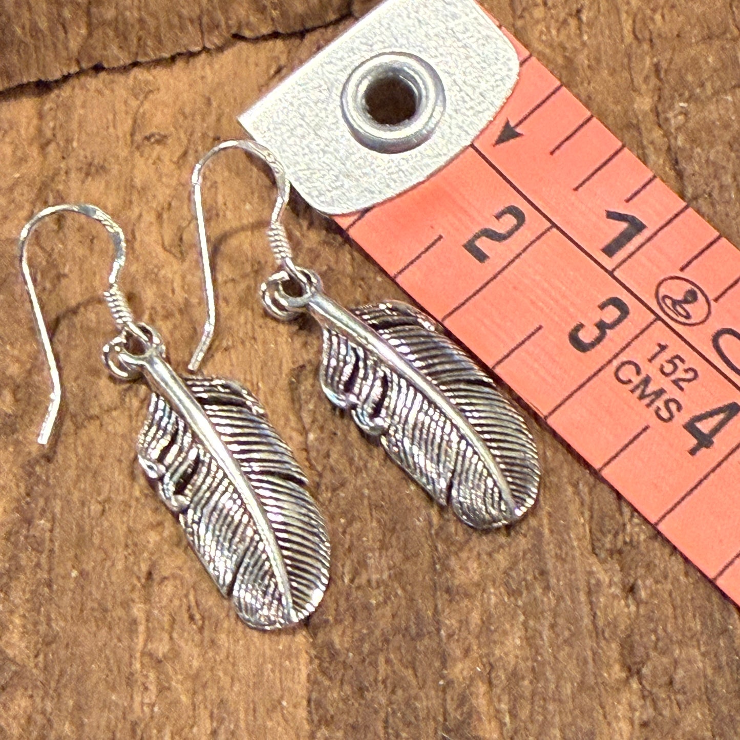 Feather Dangle Wire Earrings in Sterling Silver Wild West Boho