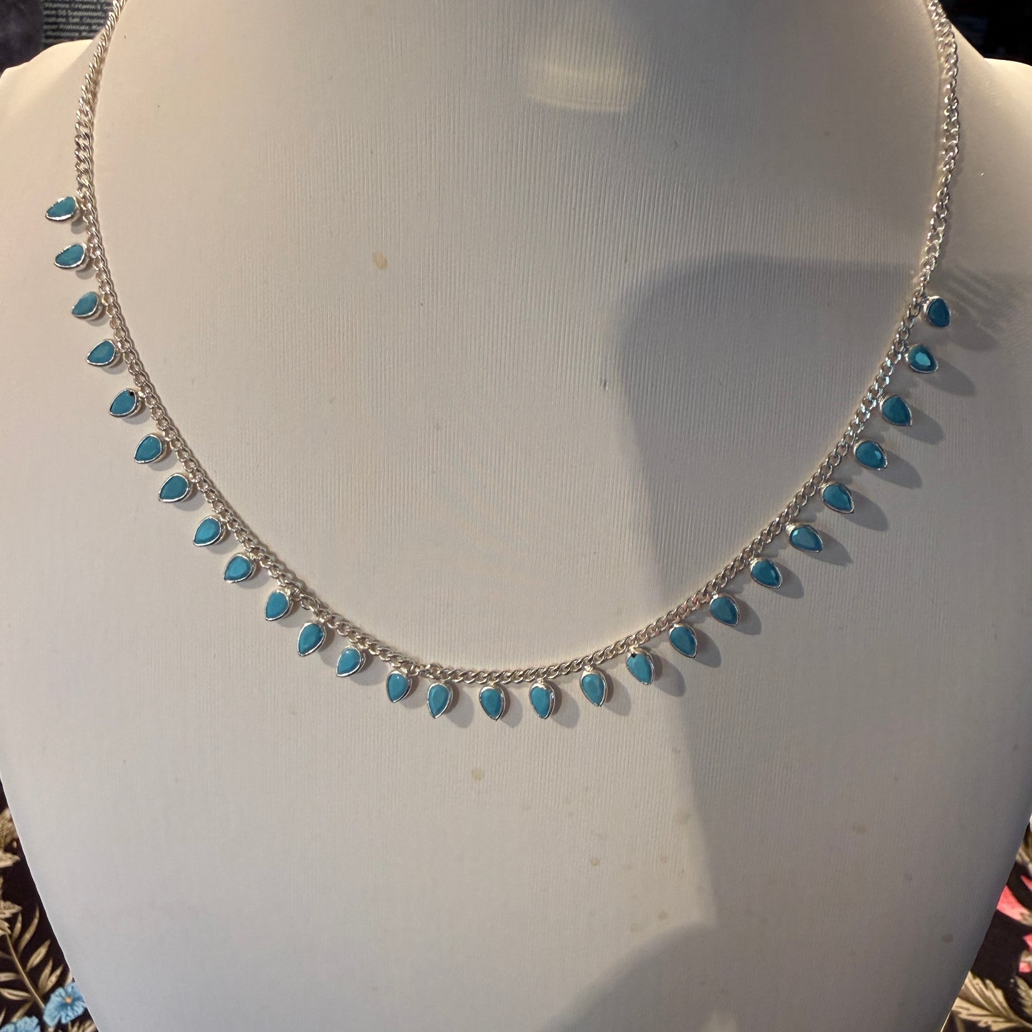 Kingman Turquoise Choker Necklace 16 Inch in Sterling Silver Wild West Boho