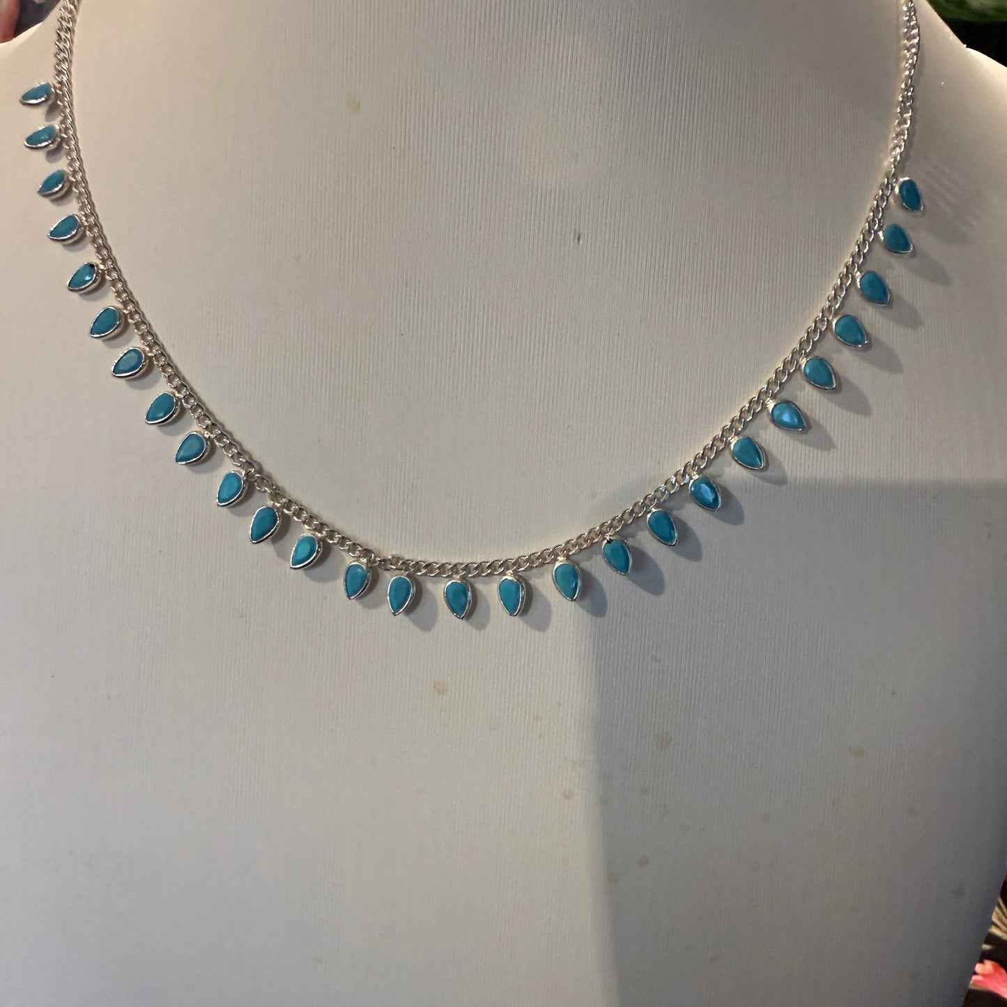 Kingman Turquoise Choker Necklace 16 Inch in Sterling Silver Wild West Boho