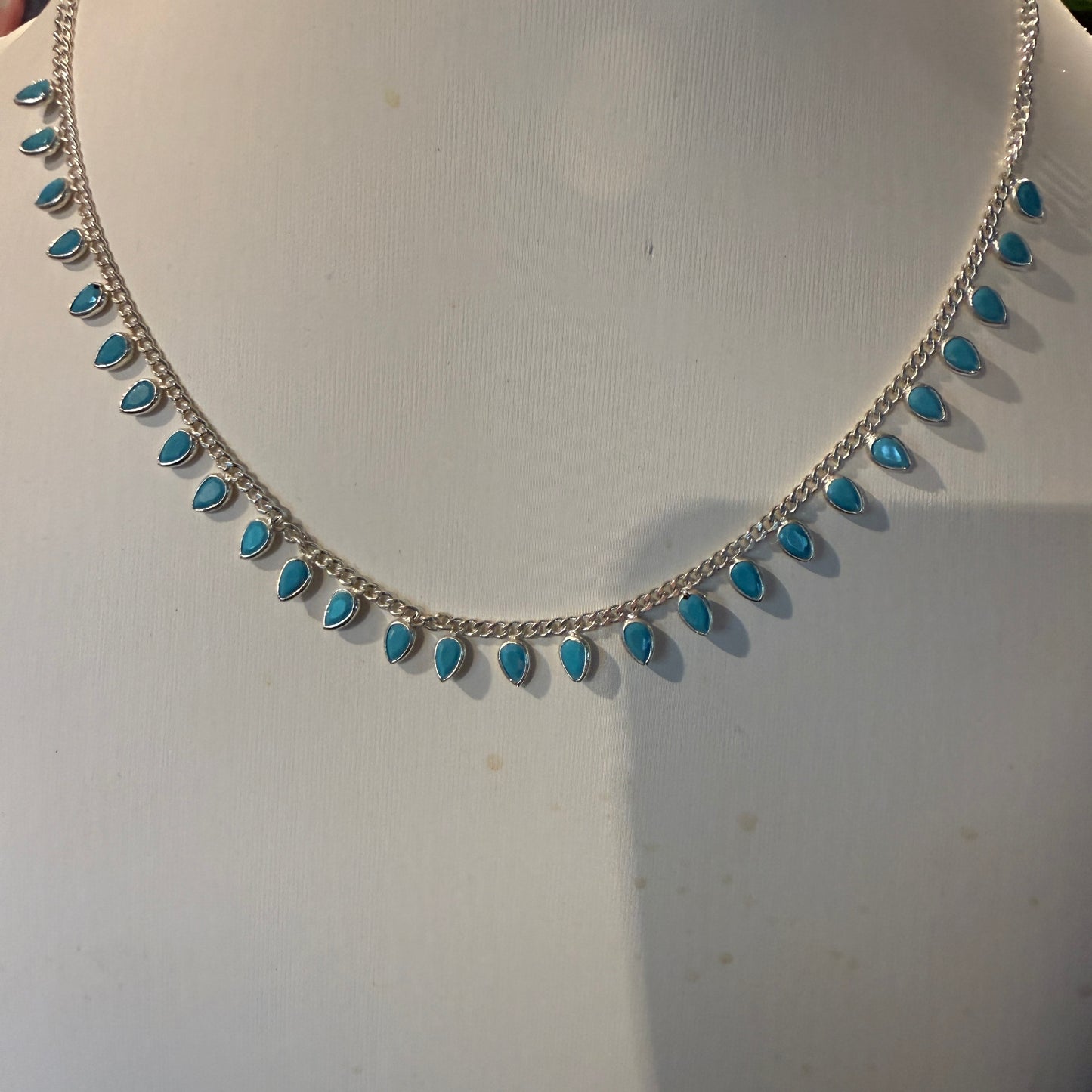 Kingman Turquoise Choker Necklace 16 Inch in Sterling Silver Wild West Boho