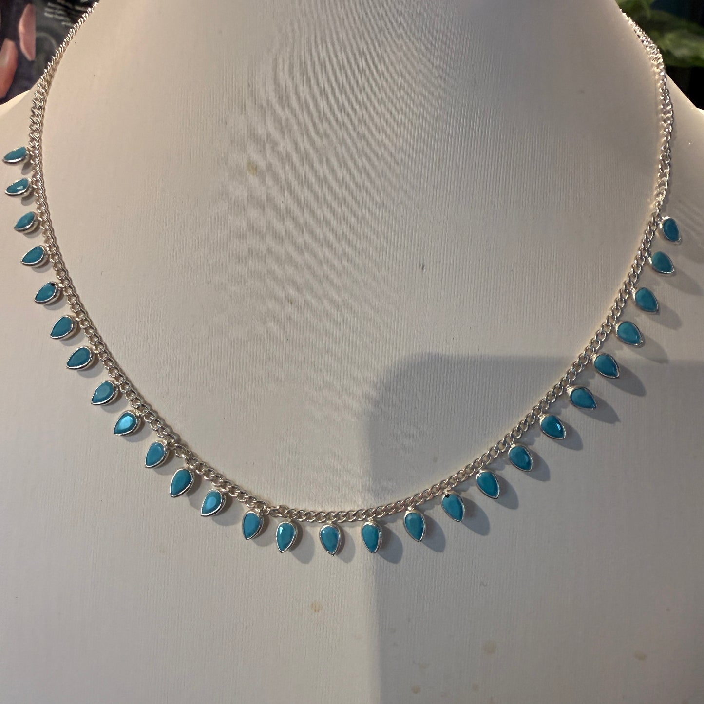 Kingman Turquoise Choker Necklace 16 Inch in Sterling Silver Wild West Boho