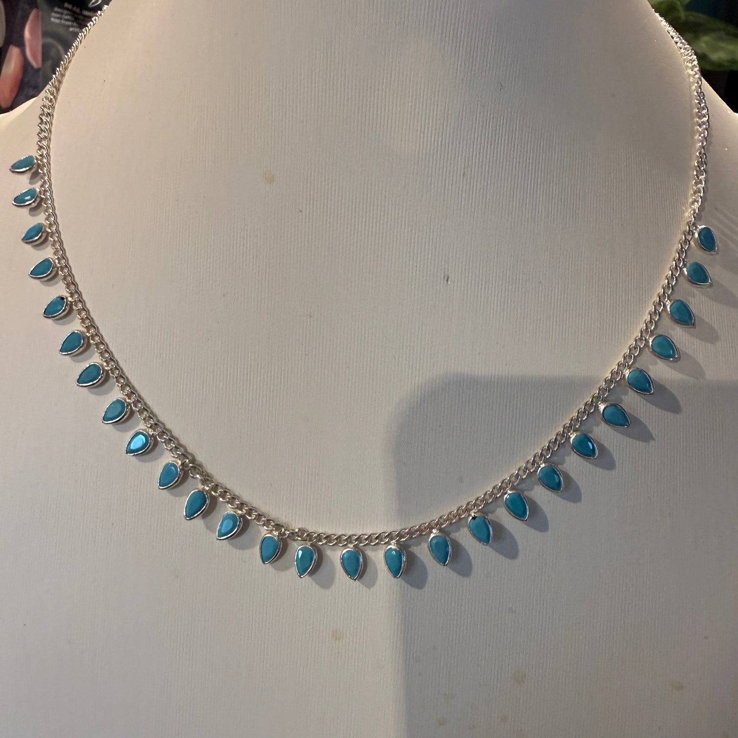 Kingman Turquoise Choker Necklace 16 Inch in Sterling Silver Wild West Boho