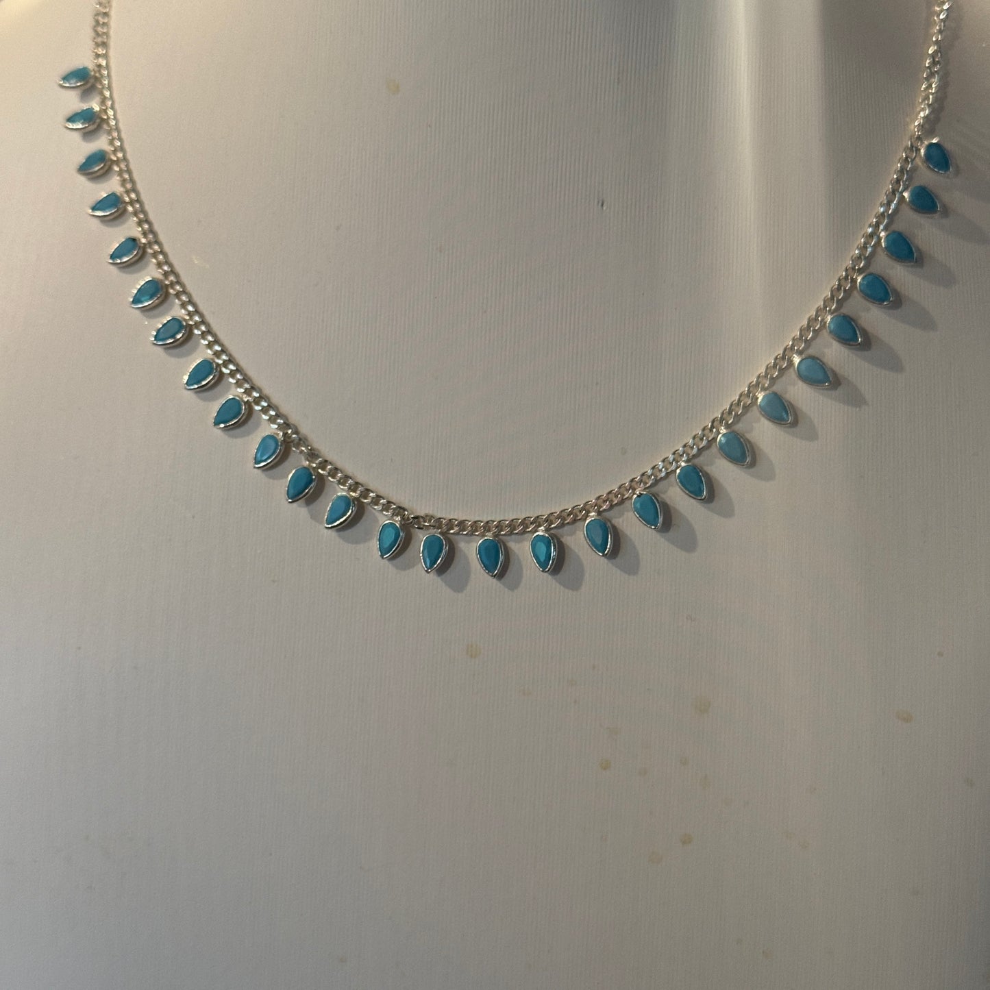 Kingman Turquoise Choker Necklace 16 Inch in Sterling Silver Wild West Boho