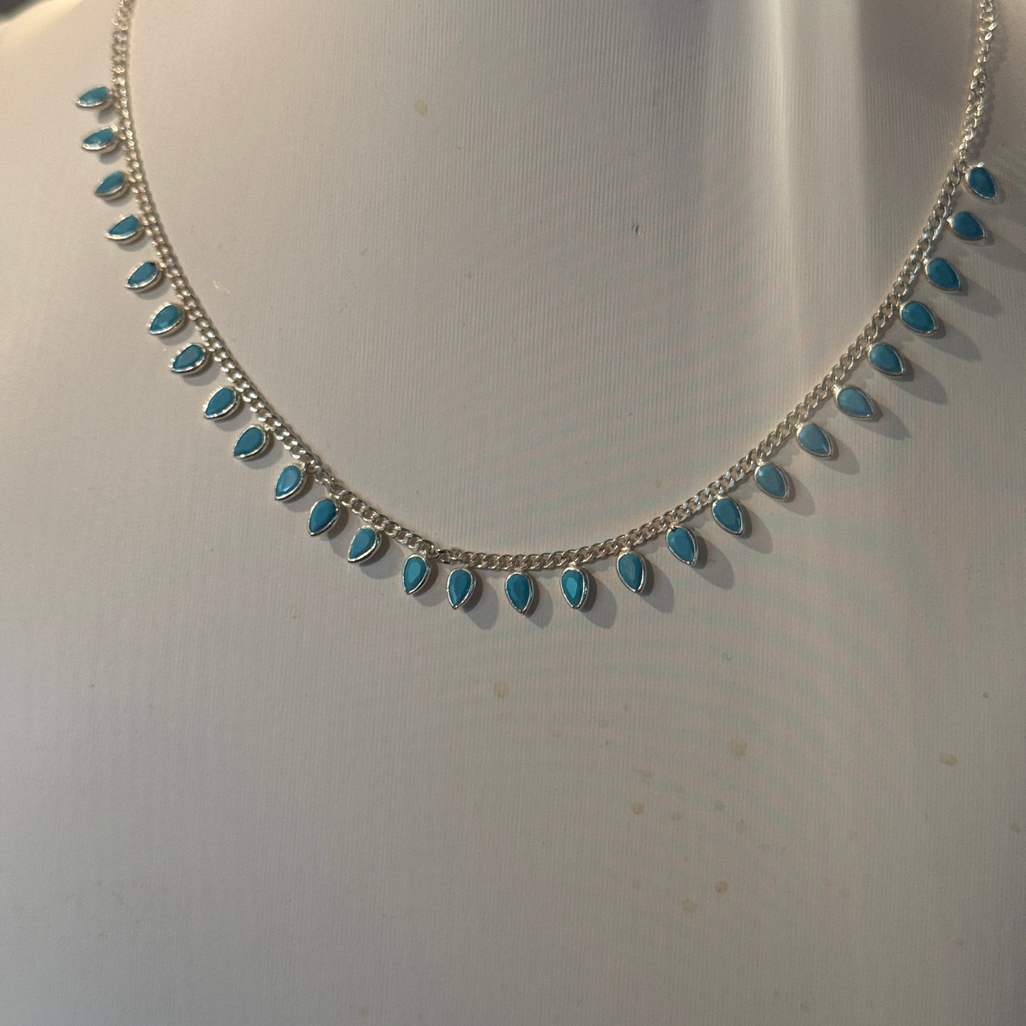 Kingman Turquoise Choker Necklace 16 Inch in Sterling Silver Wild West Boho