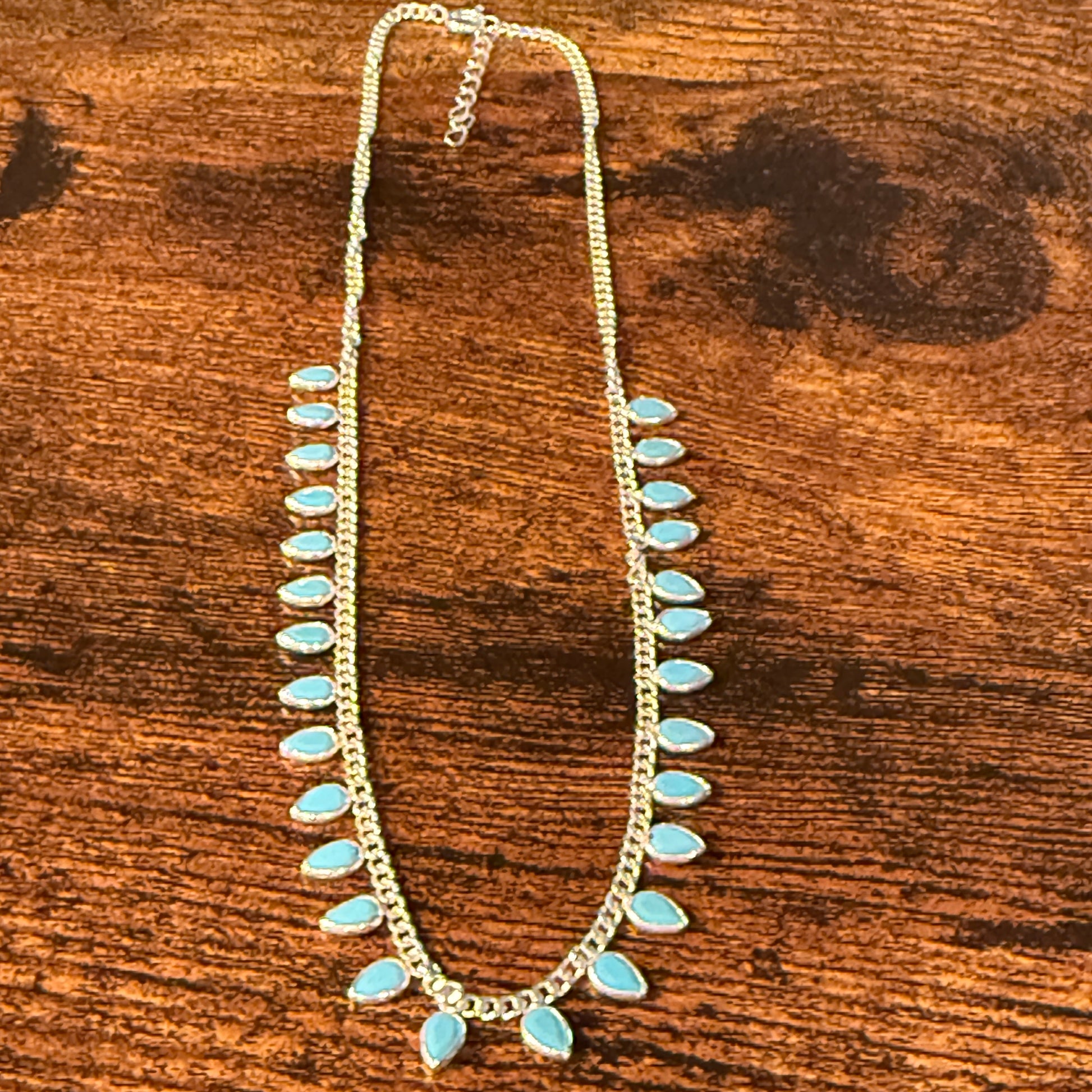 Kingman Turquoise Choker Necklace 16 Inch in Sterling Silver Wild West Boho