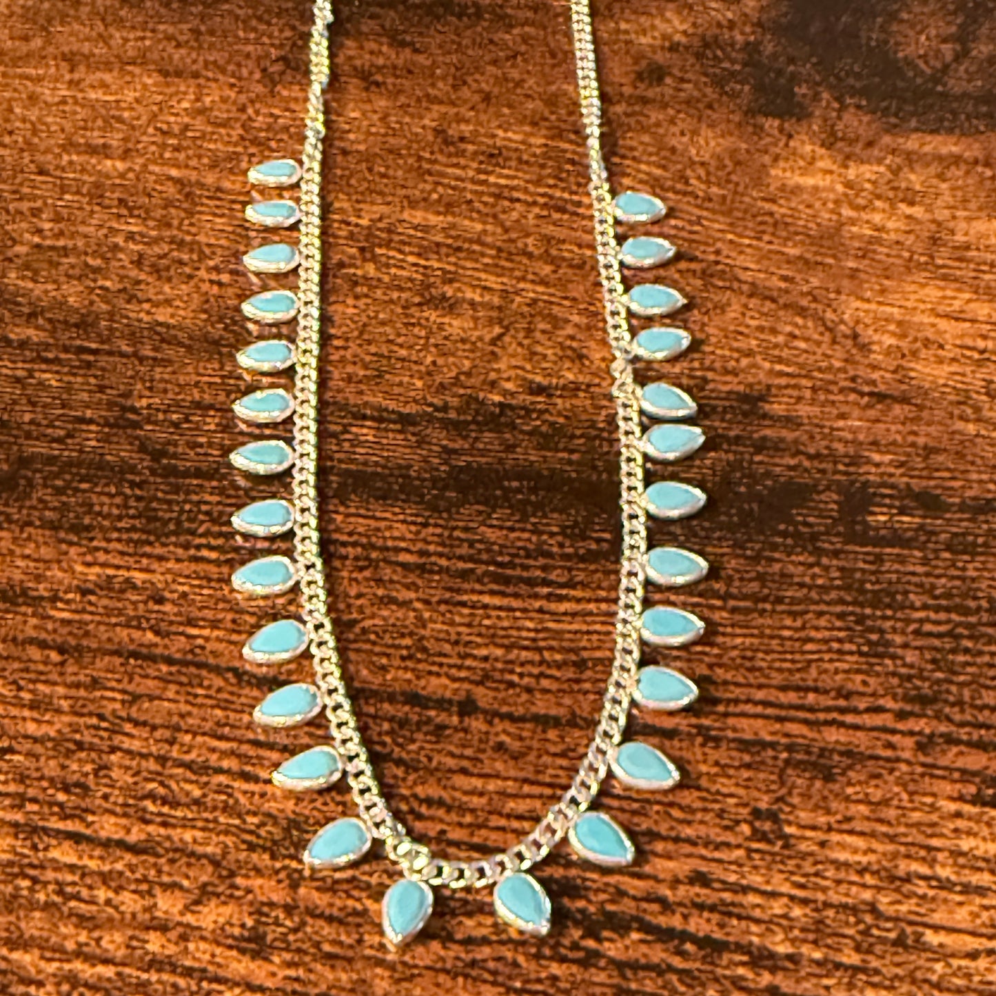 Kingman Turquoise Choker Necklace 16 Inch in Sterling Silver Wild West Boho