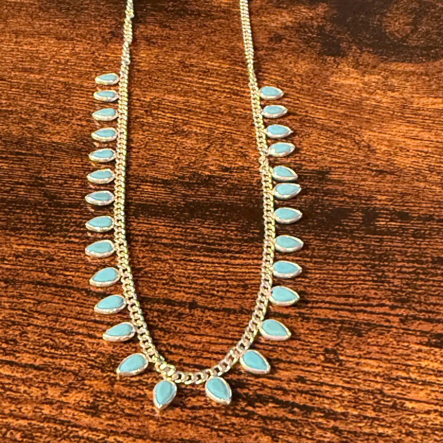 Kingman Turquoise Choker Necklace 16 Inch in Sterling Silver Wild West Boho
