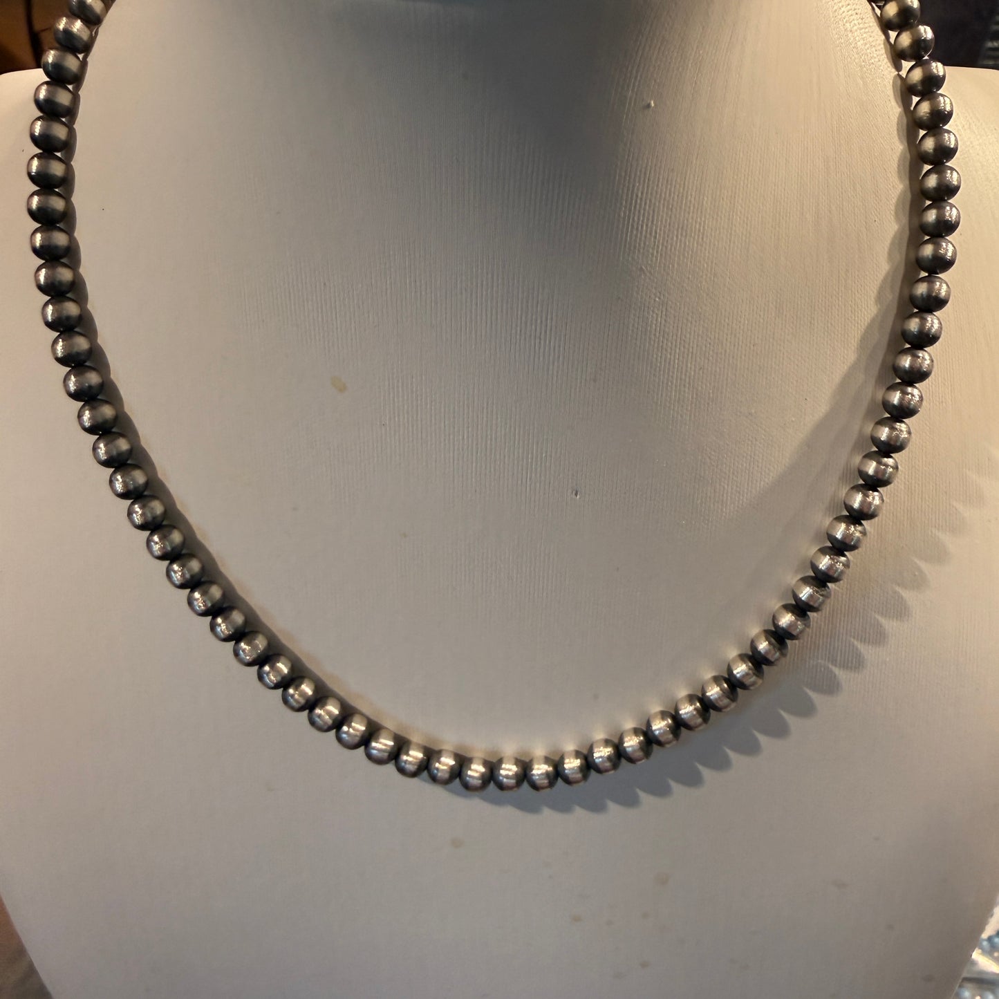 Desert Pearl Bead Necklace 6mm Sterling Silver Pearls, 16 Inch Choker Wild West Boho