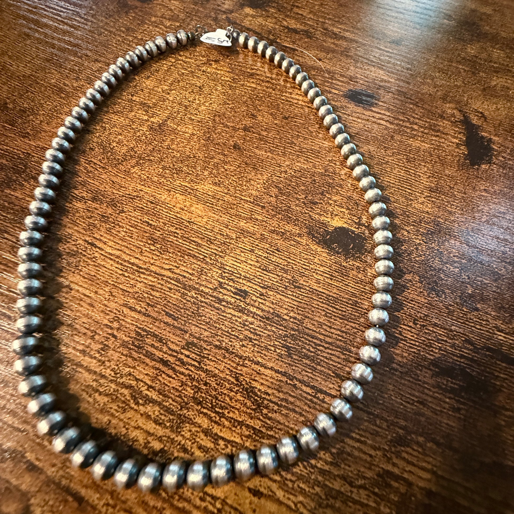 Desert Pearl Bead Necklace 6mm Sterling Silver Pearls, 16 Inch Choker Wild West Boho