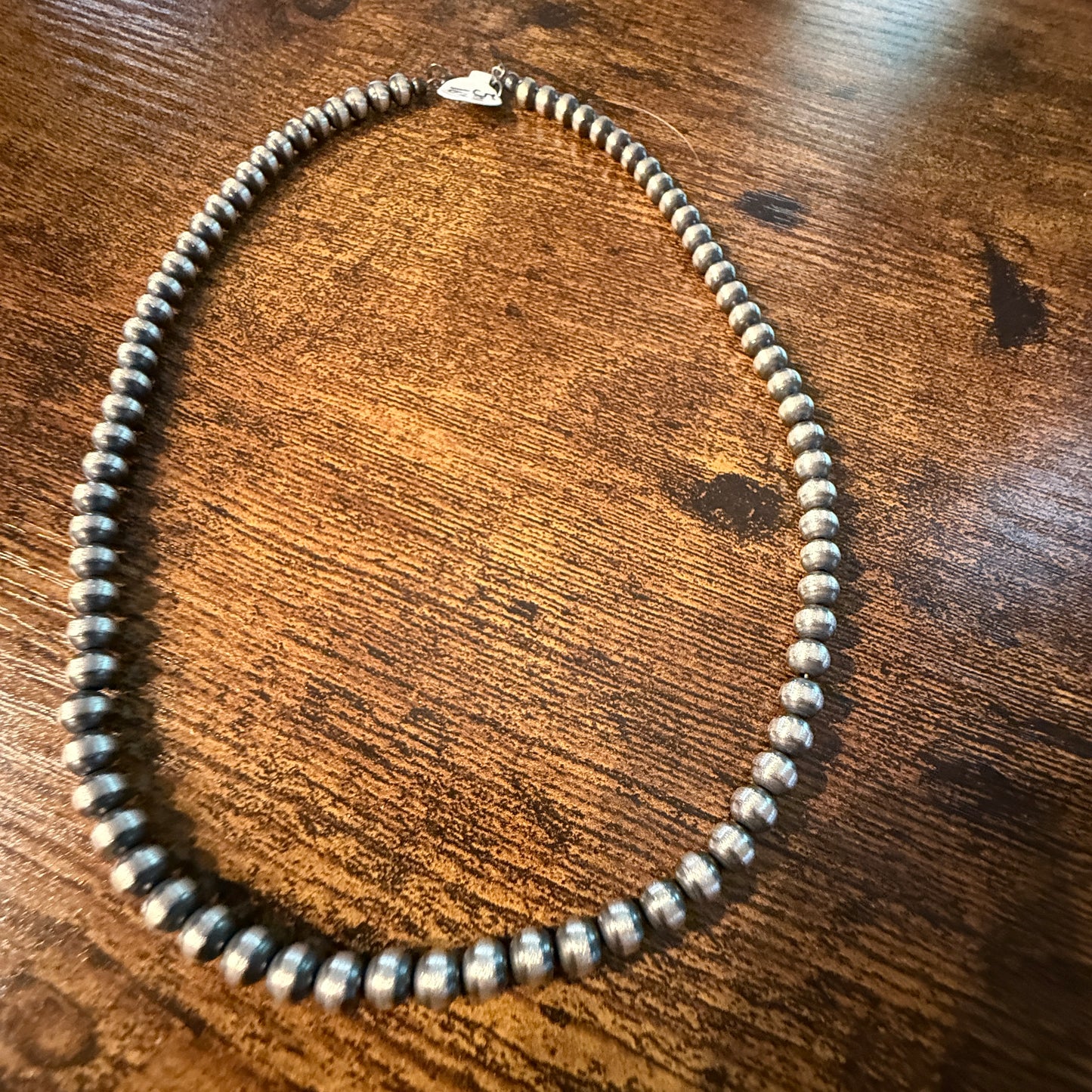 Desert Pearl Bead Necklace 6mm Sterling Silver Pearls, 16 Inch Choker Wild West Boho