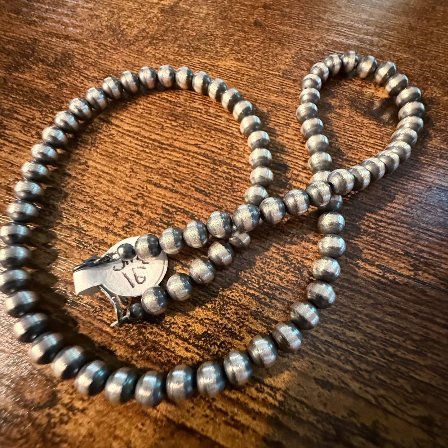Desert Pearl Bead Necklace 6mm Sterling Silver Pearls, 16 Inch Choker Wild West Boho