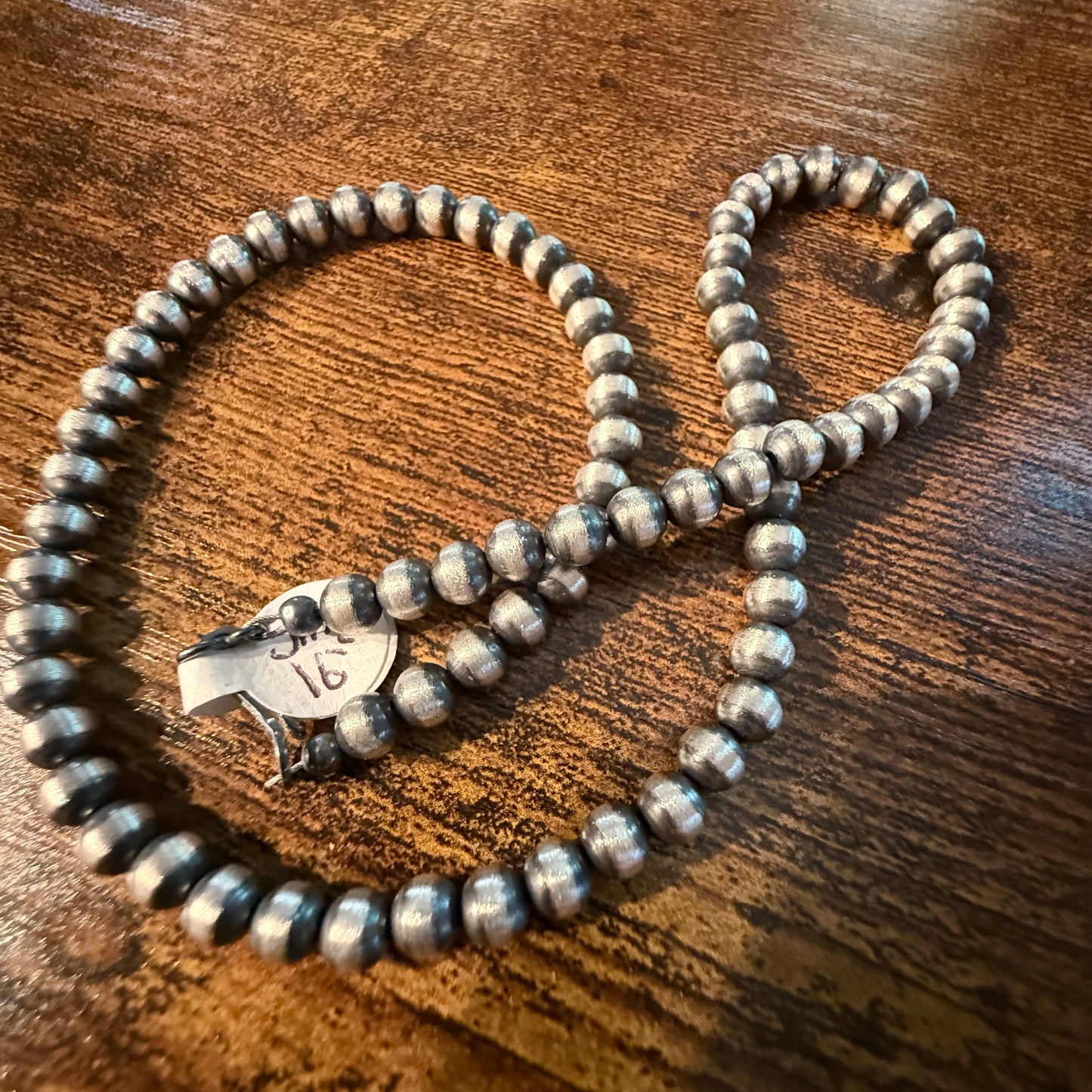 Desert Pearl Bead Necklace 6mm Sterling Silver Pearls, 16 Inch Choker Wild West Boho