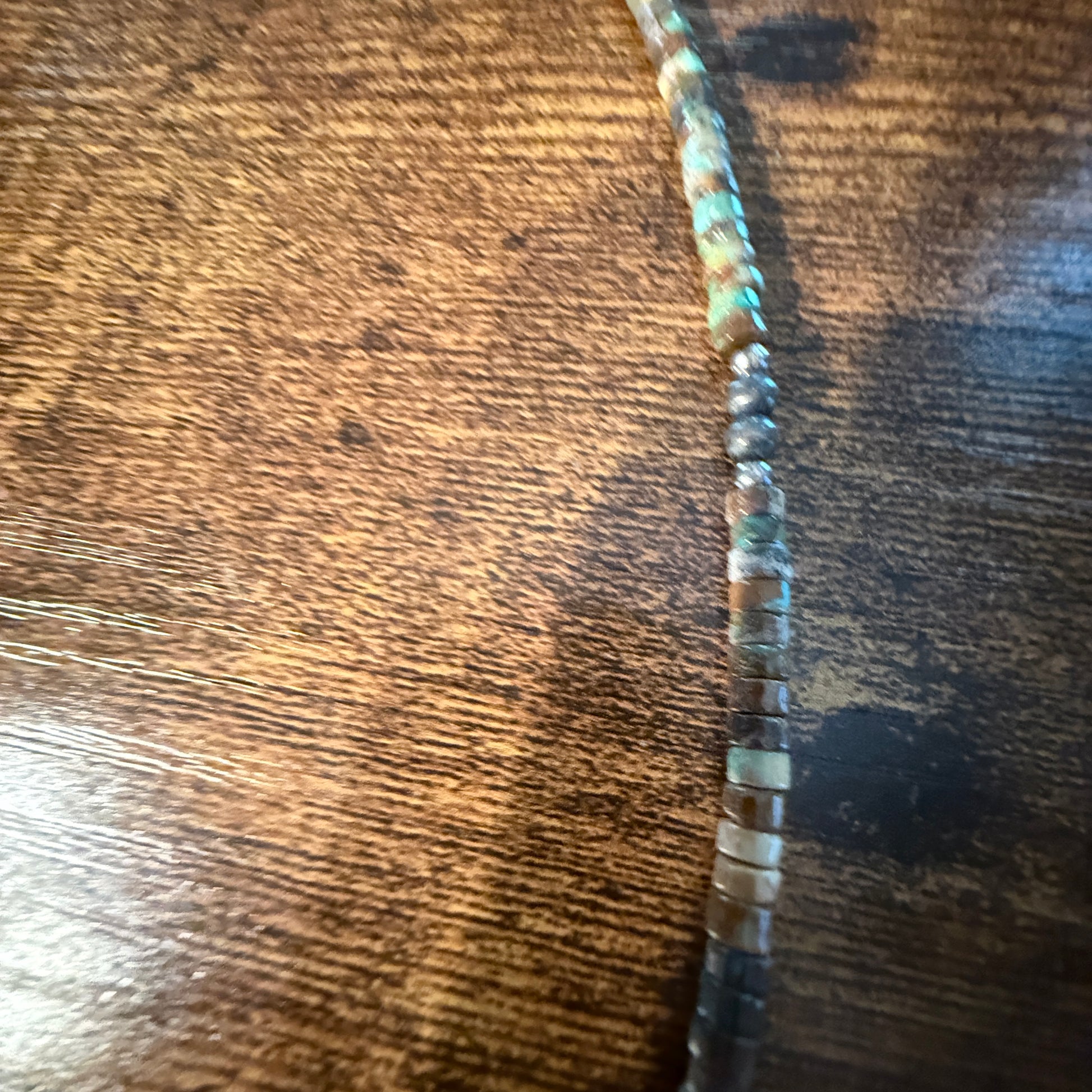 Navajo Style Earth-Tone Beaded Necklace with 2mm Sterling Silver Beads 18 Inches Wild West Boho