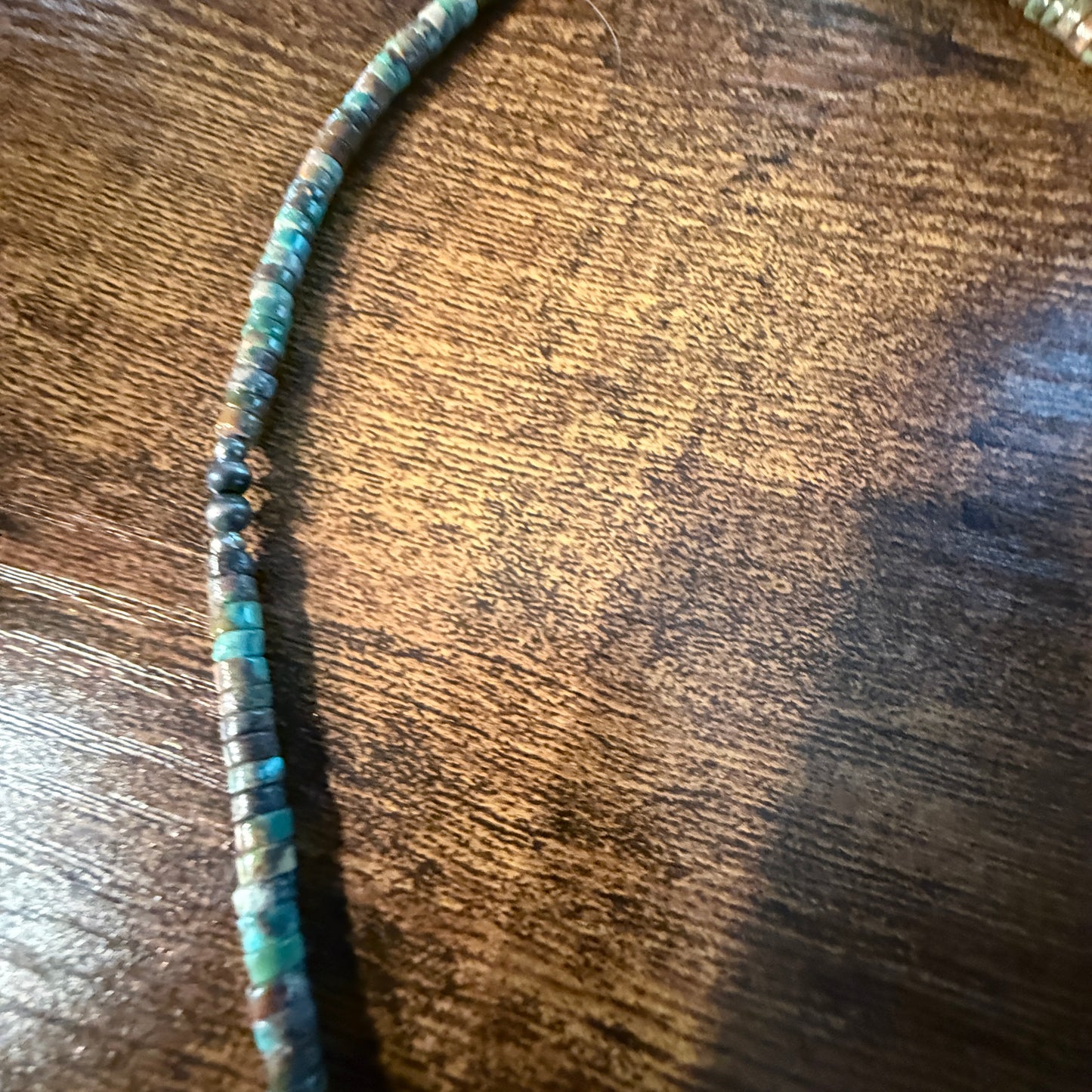 Navajo Style Earth-Tone Beaded Necklace with 2mm Sterling Silver Beads 18 Inches Wild West Boho
