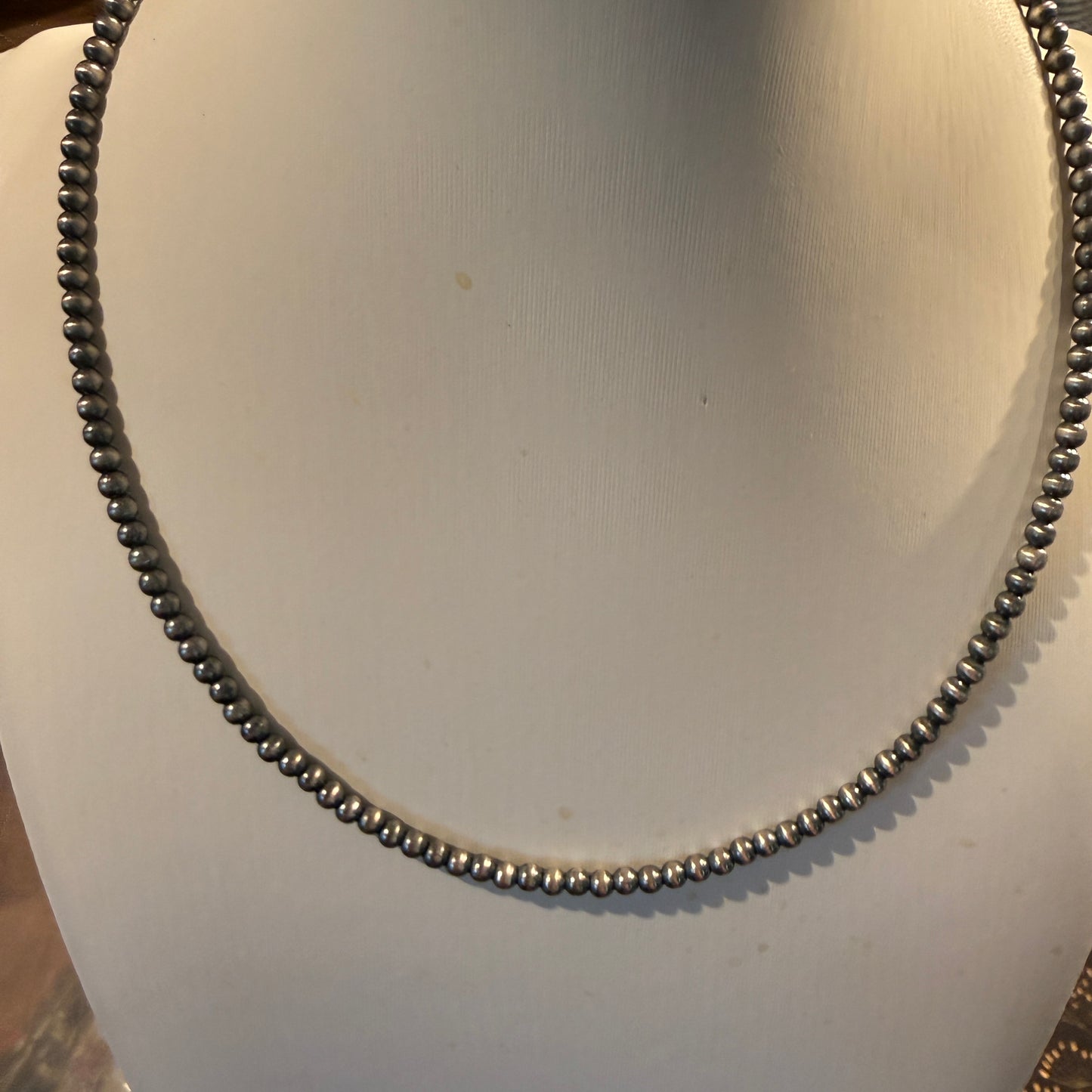 Sterling Silver Desert Pearl Necklace 4 MM 18 Inch Wild West Boho