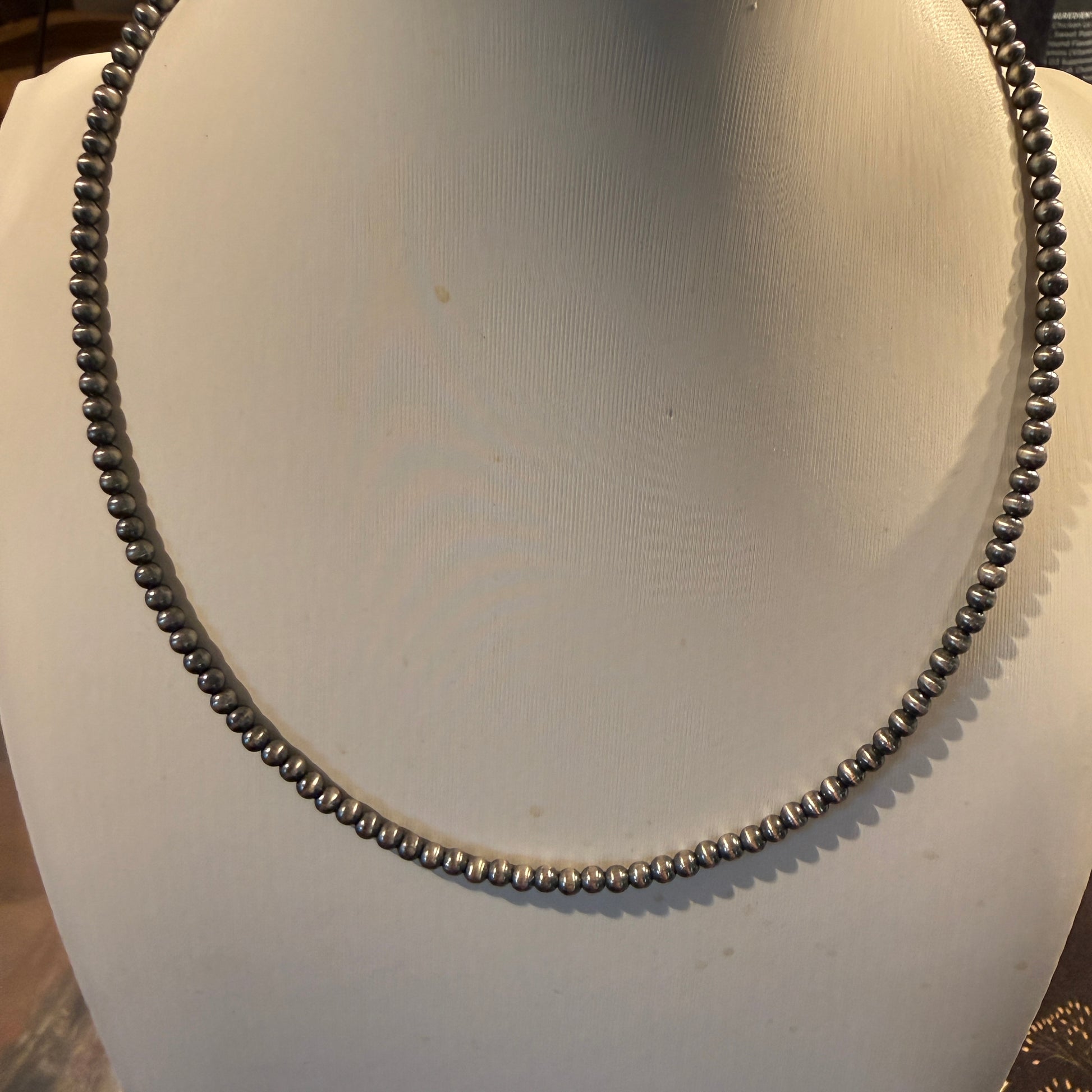 Sterling Silver Desert Pearl Necklace 4 MM 18 Inch Wild West Boho