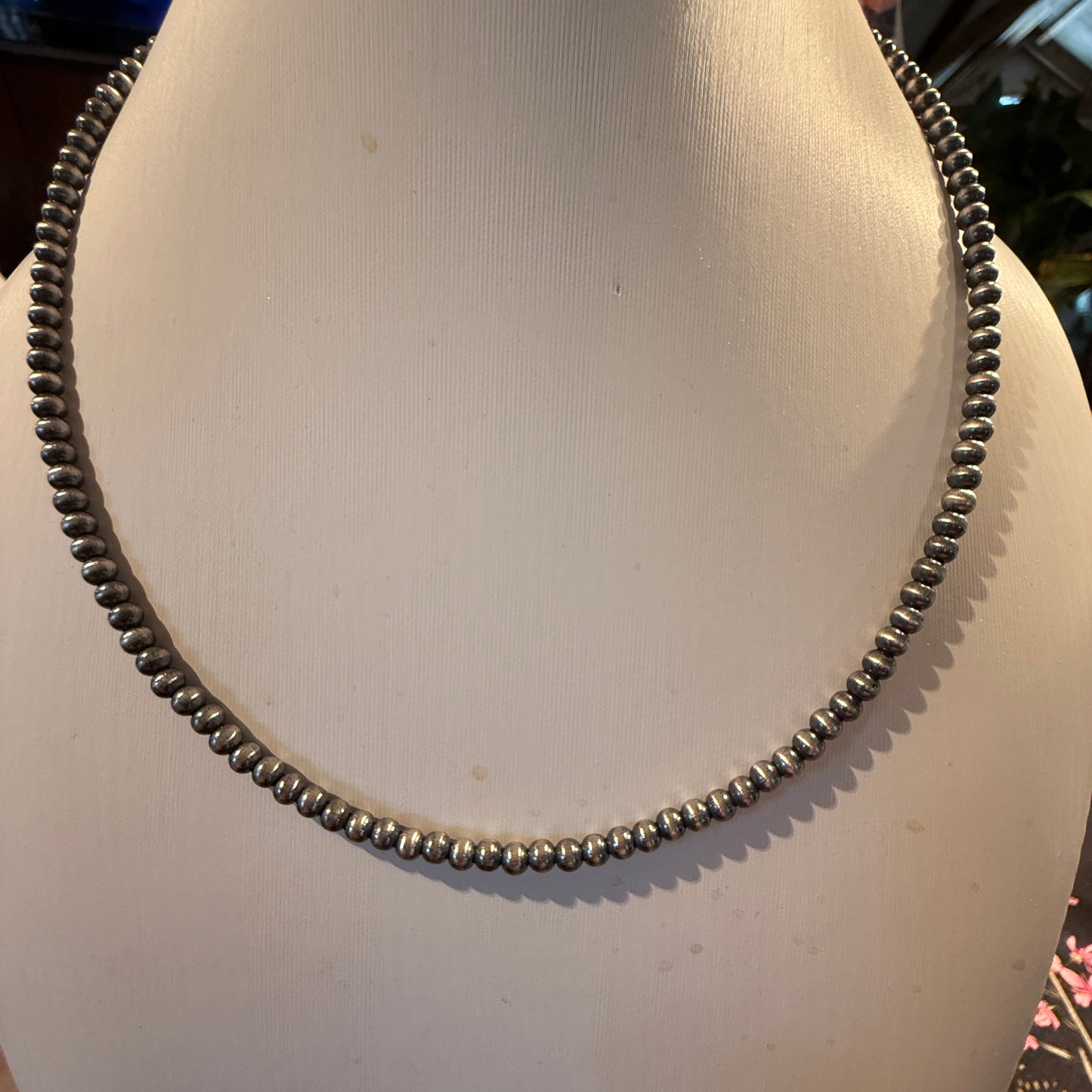 Sterling Silver Desert Pearl Necklace 4 MM 18 Inch Wild West Boho