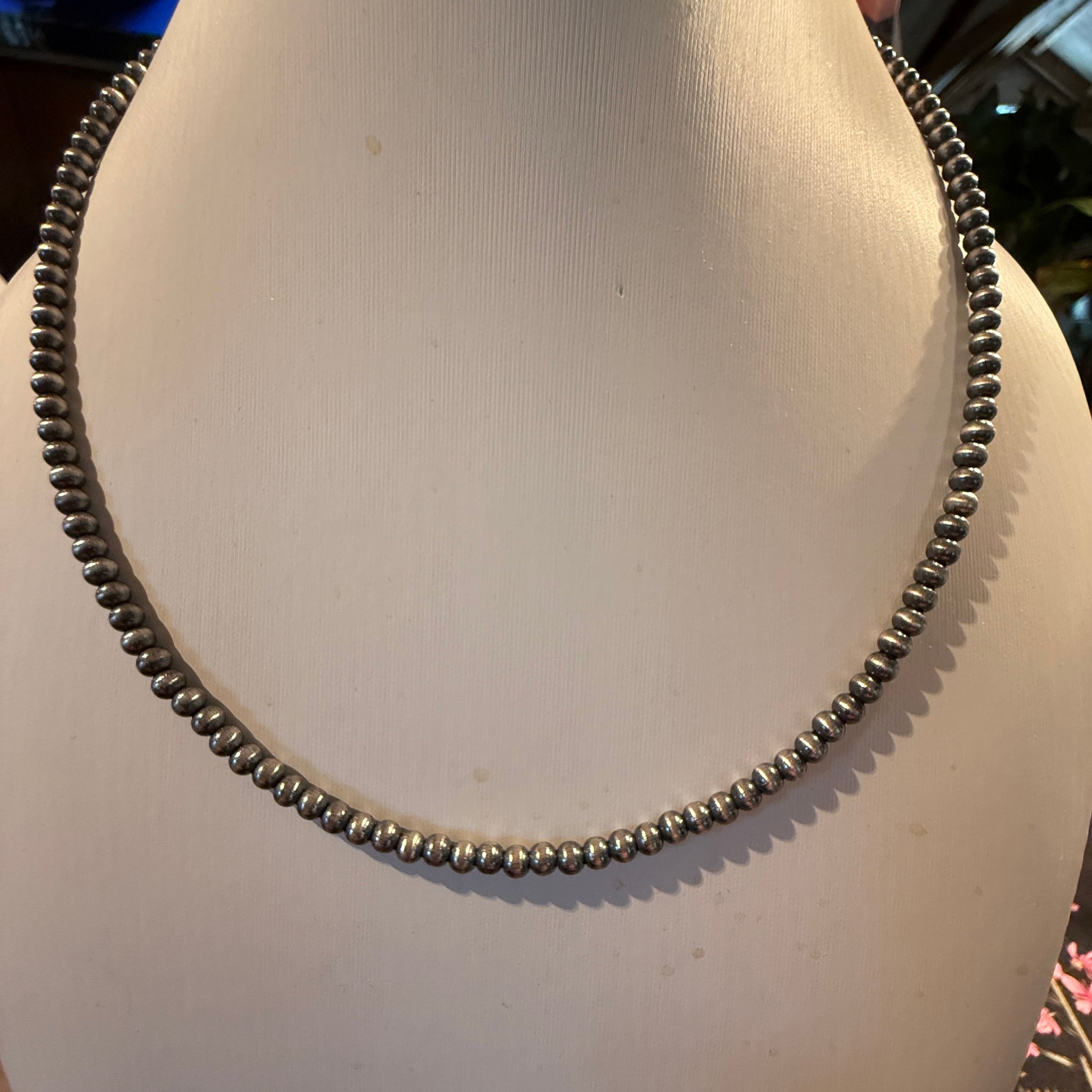 Sterling Silver Desert Pearl Necklace 4 MM 18 Inch Wild West Boho