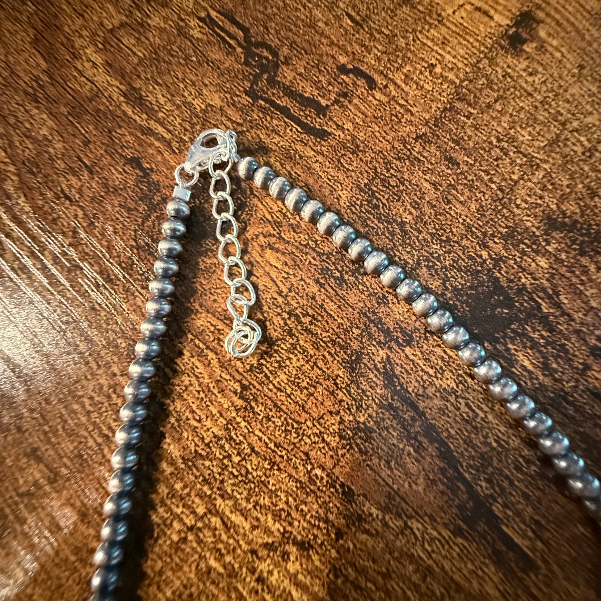 Sterling Silver Desert Pearl Necklace 4 MM 18 Inch Wild West Boho