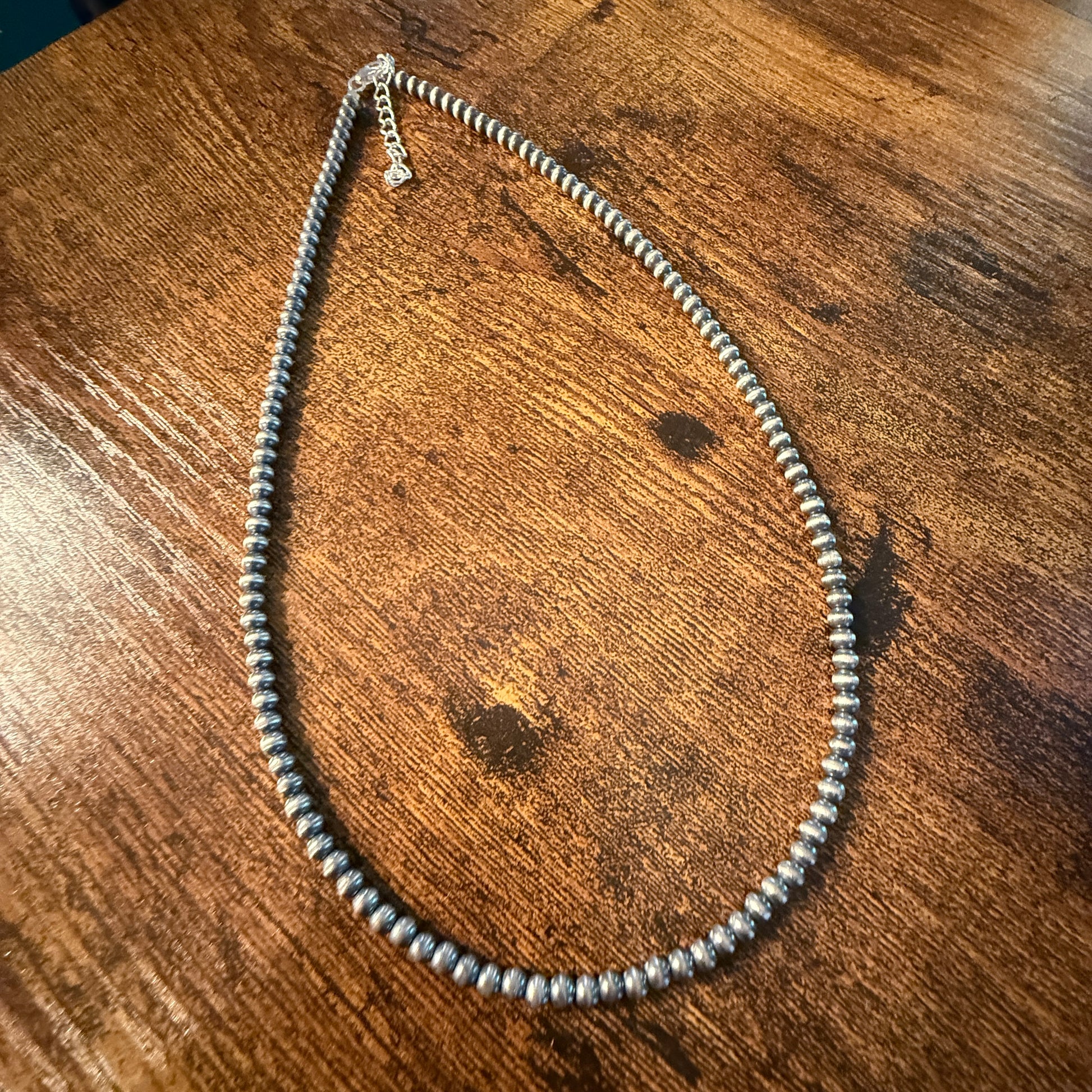 Sterling Silver Desert Pearl Necklace 4 MM 18 Inch Wild West Boho