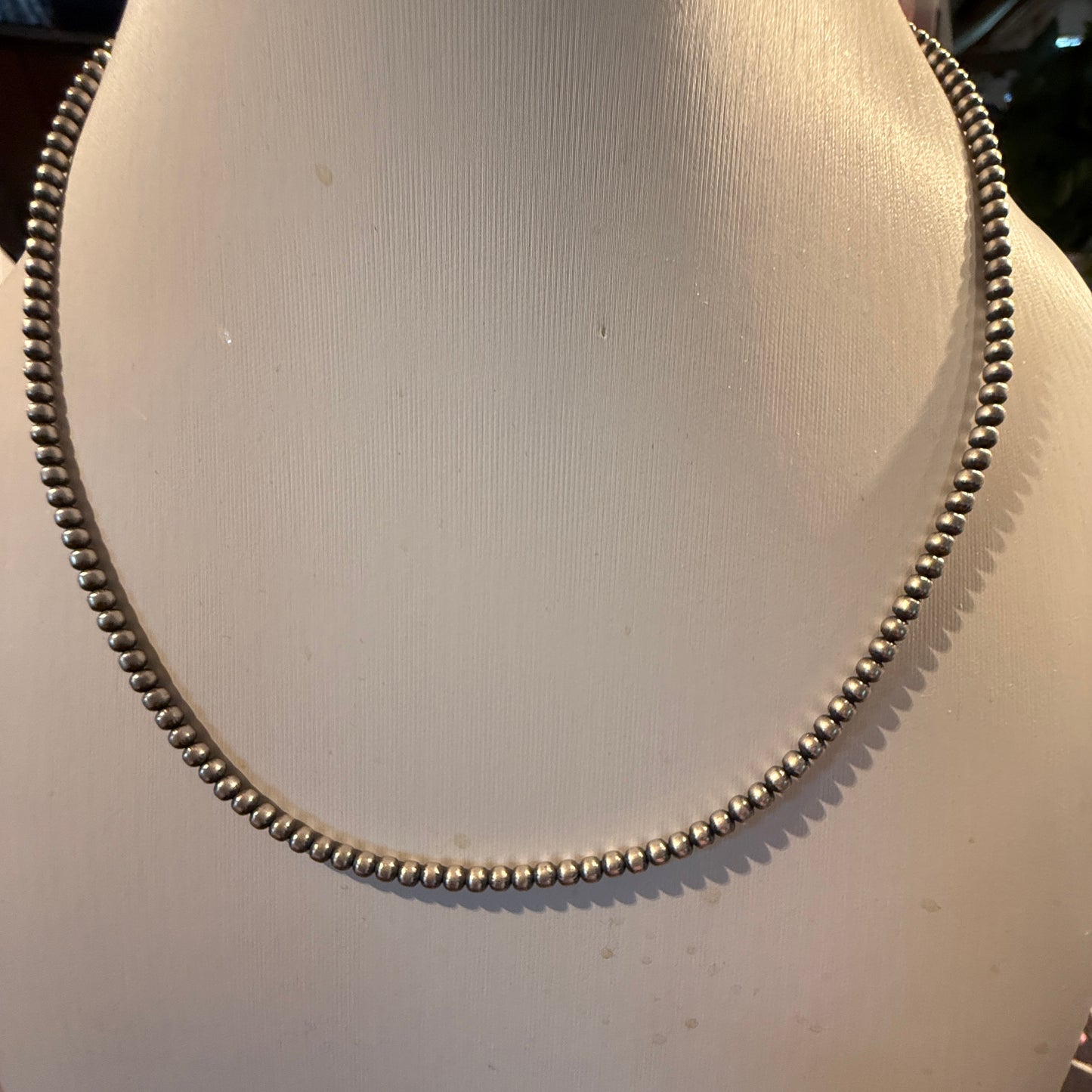 Sterling Silver Desert Pearl Bead Necklace 3mm 18 Inch Wild West Boho