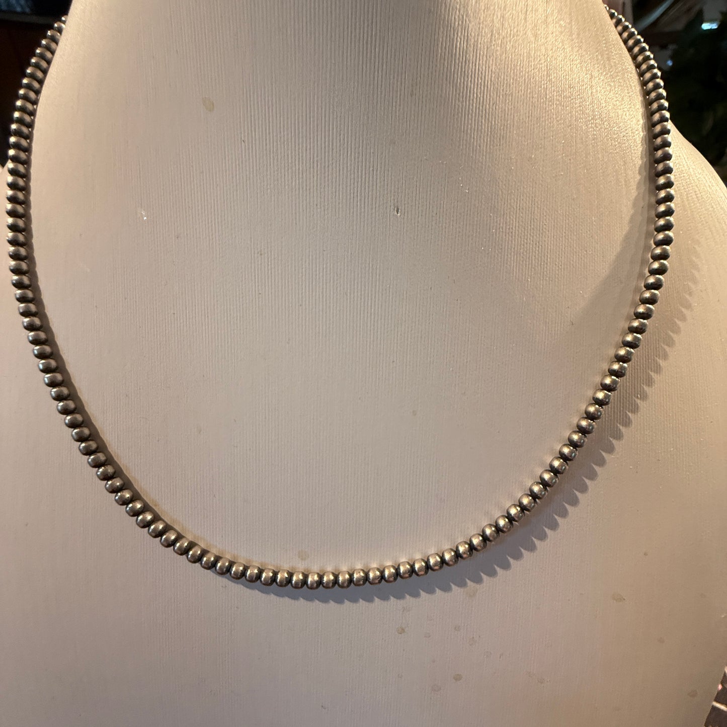 Sterling Silver Desert Pearl Bead Necklace 3mm 18 Inch Wild West Boho