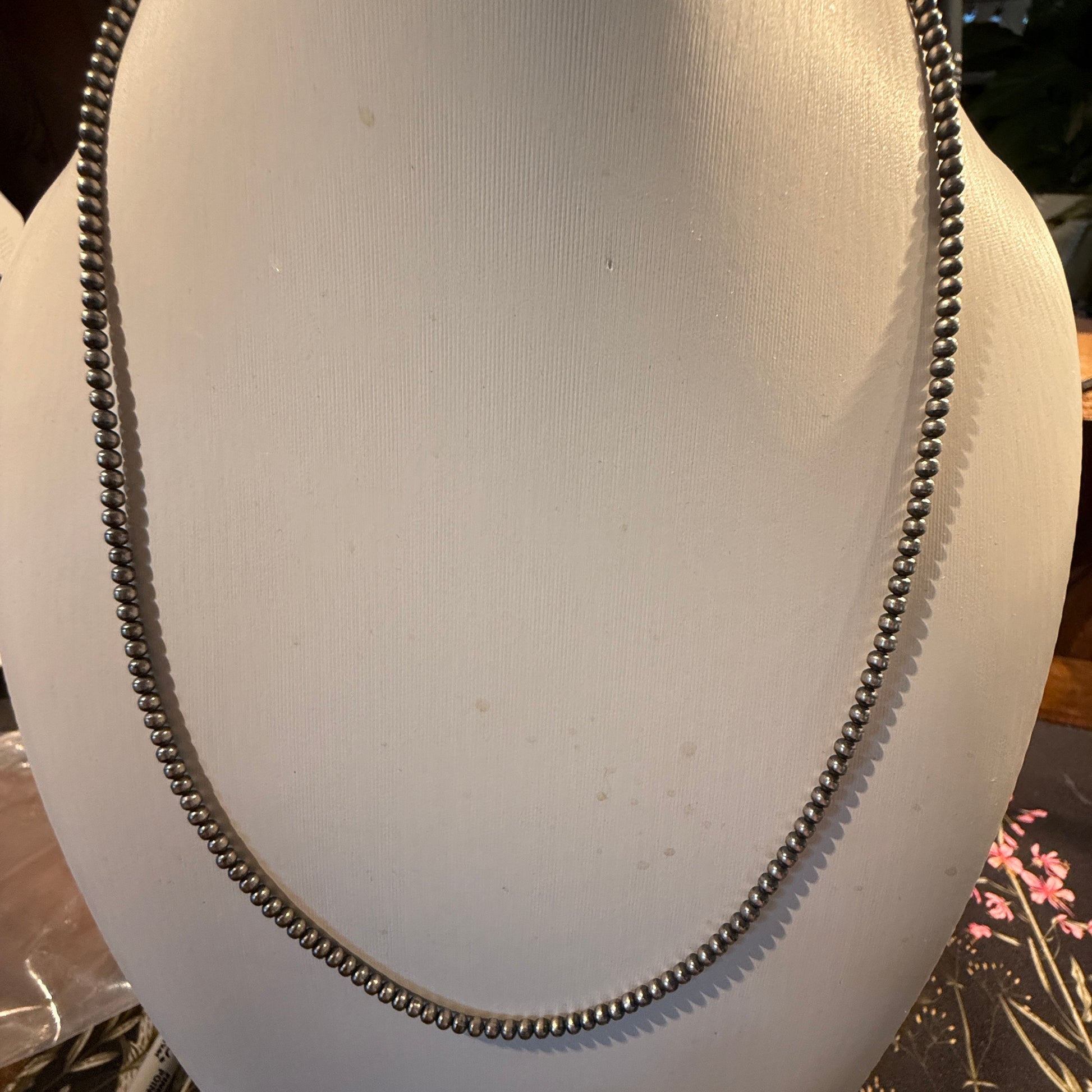 Desert Pearl Necklace in Sterling Silver 3mm 22 Inches Wild West Boho