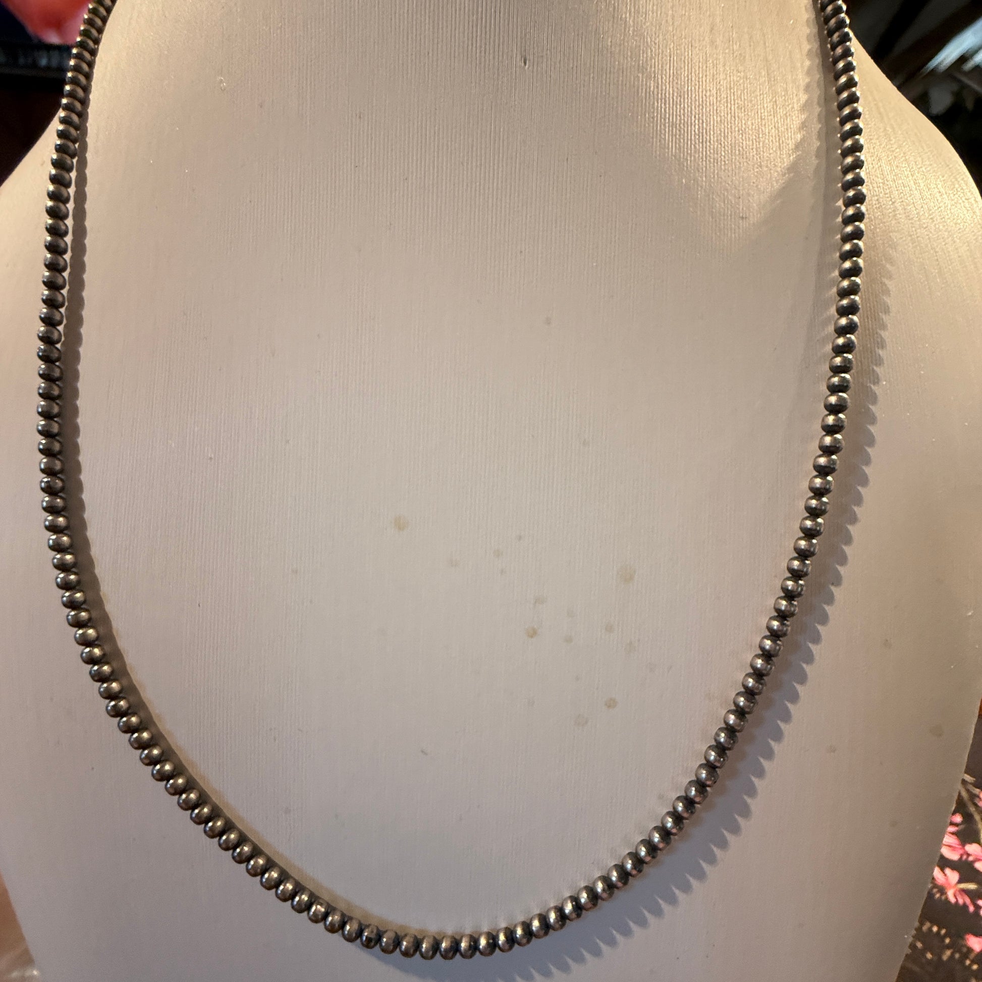 Desert Pearl Necklace in Sterling Silver 3mm 22 Inches Wild West Boho