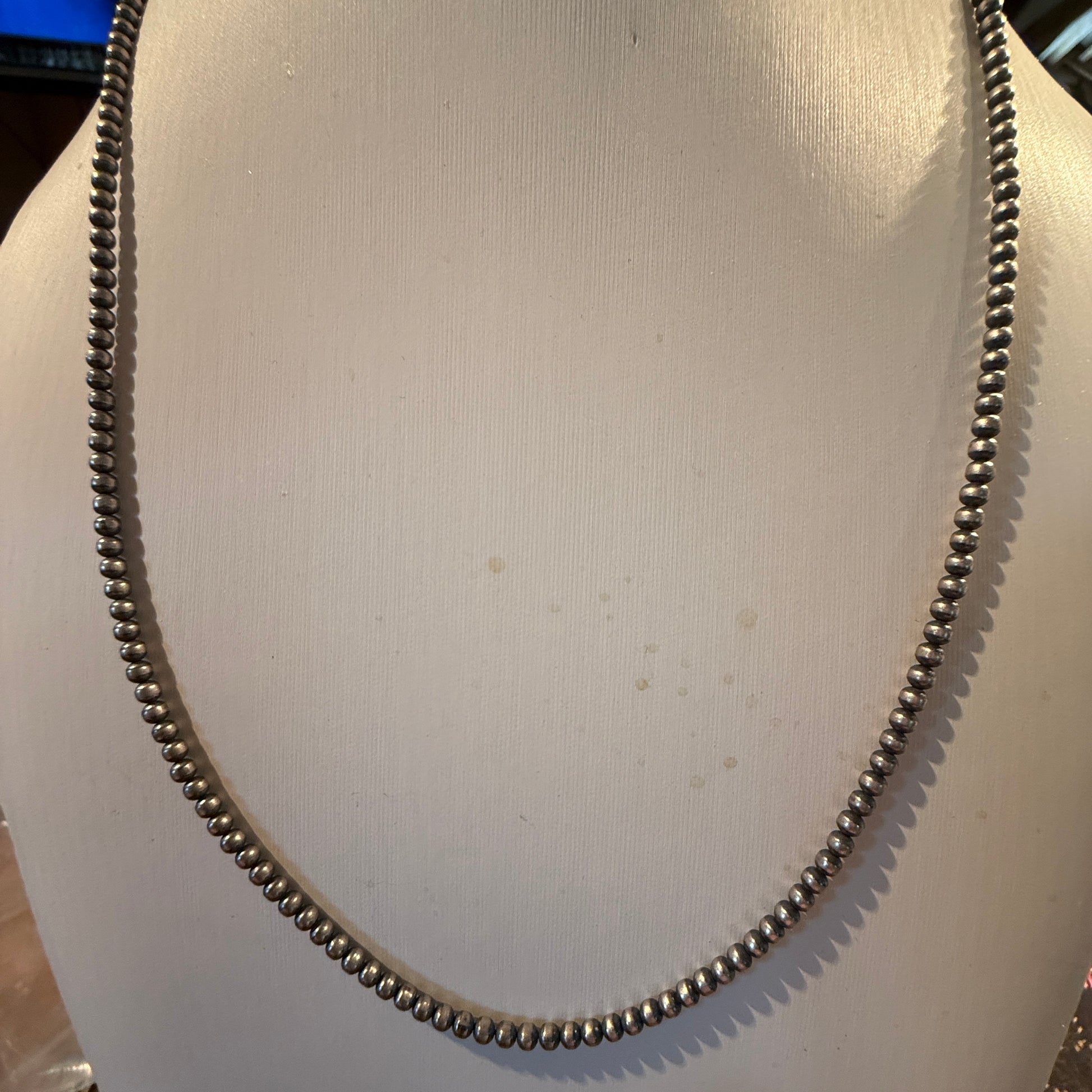 Desert Pearl Necklace in Sterling Silver 3mm 22 Inches Wild West Boho