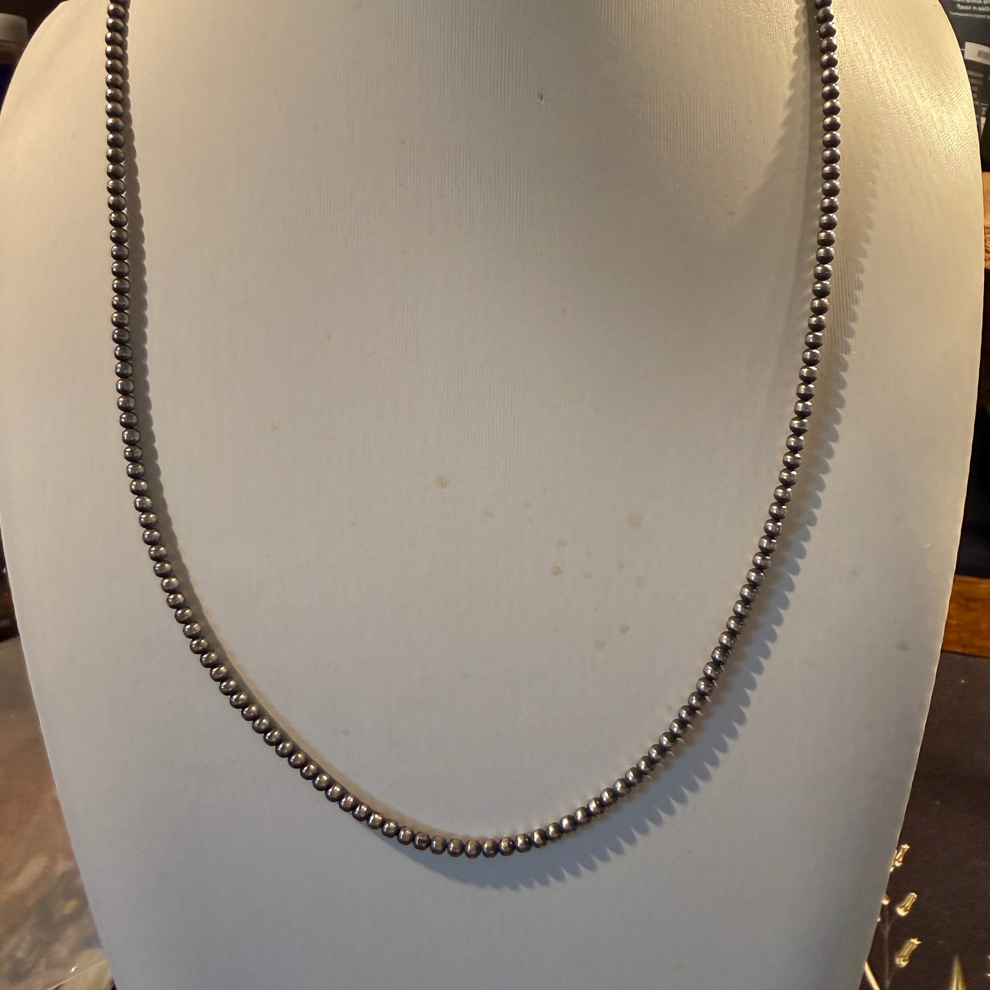 Desert Pearl Necklace in Sterling Silver 3mm 22 Inches Wild West Boho