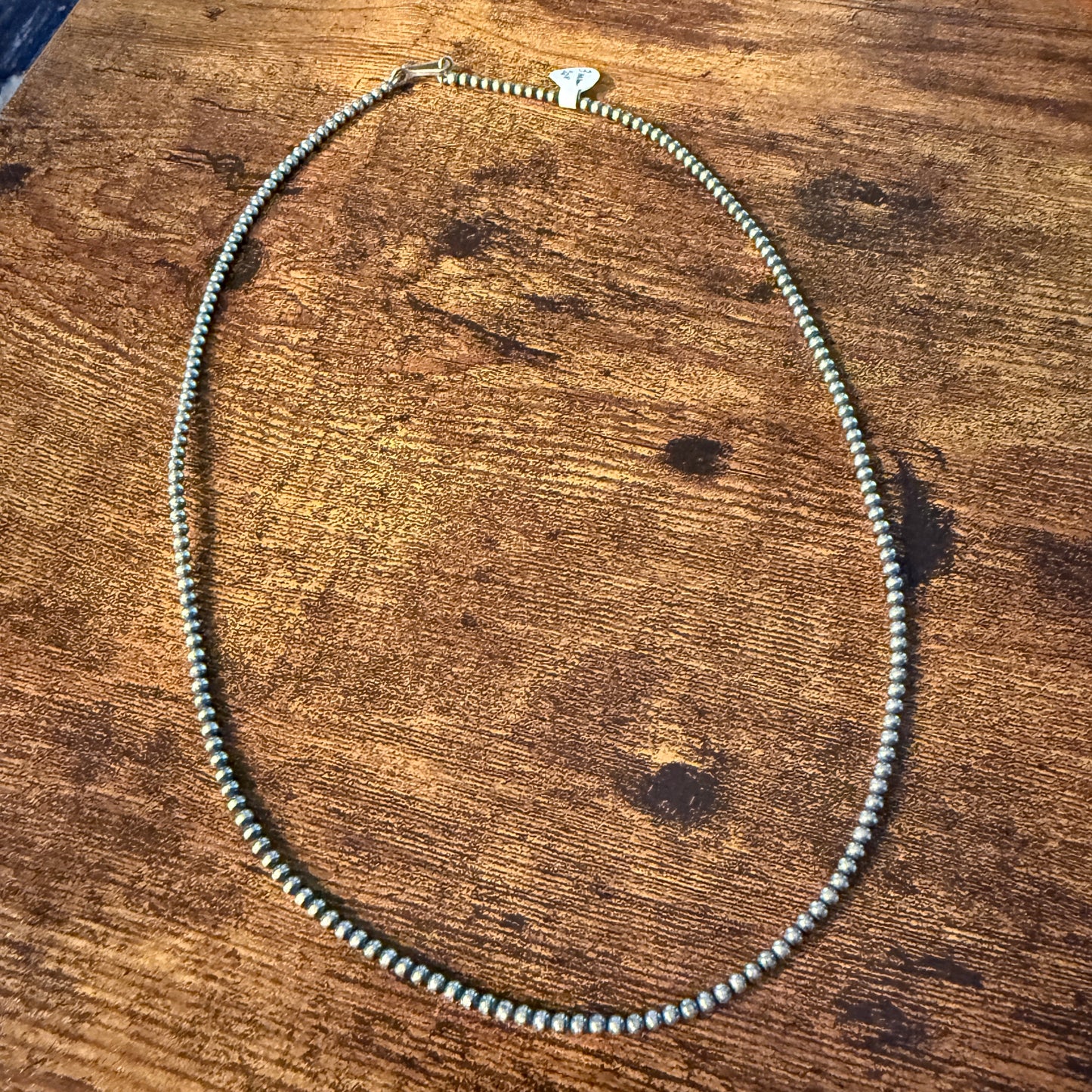Desert Pearl Necklace in Sterling Silver 3mm 22 Inches Wild West Boho