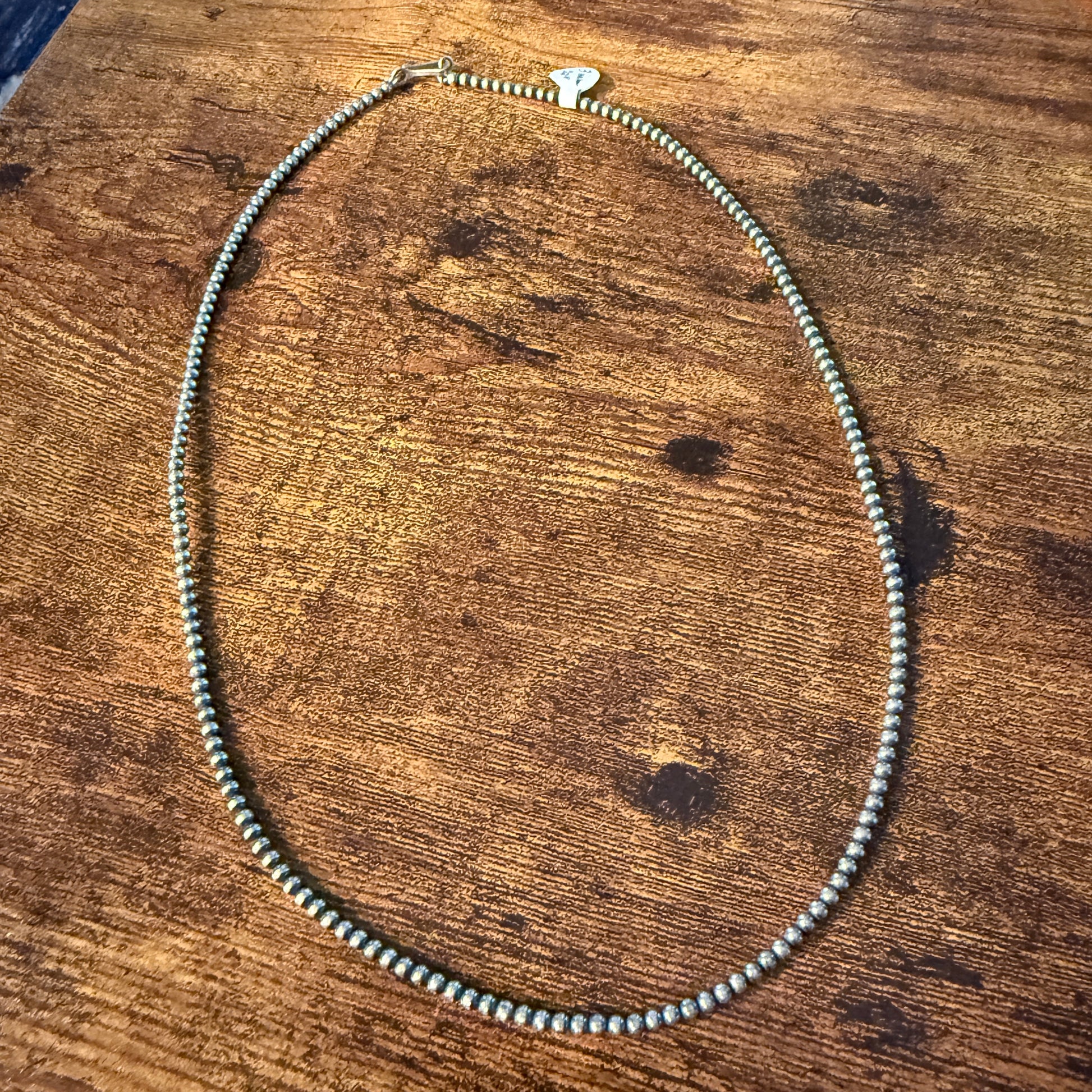 Desert Pearl Necklace in Sterling Silver 3mm 22 Inches Wild West Boho