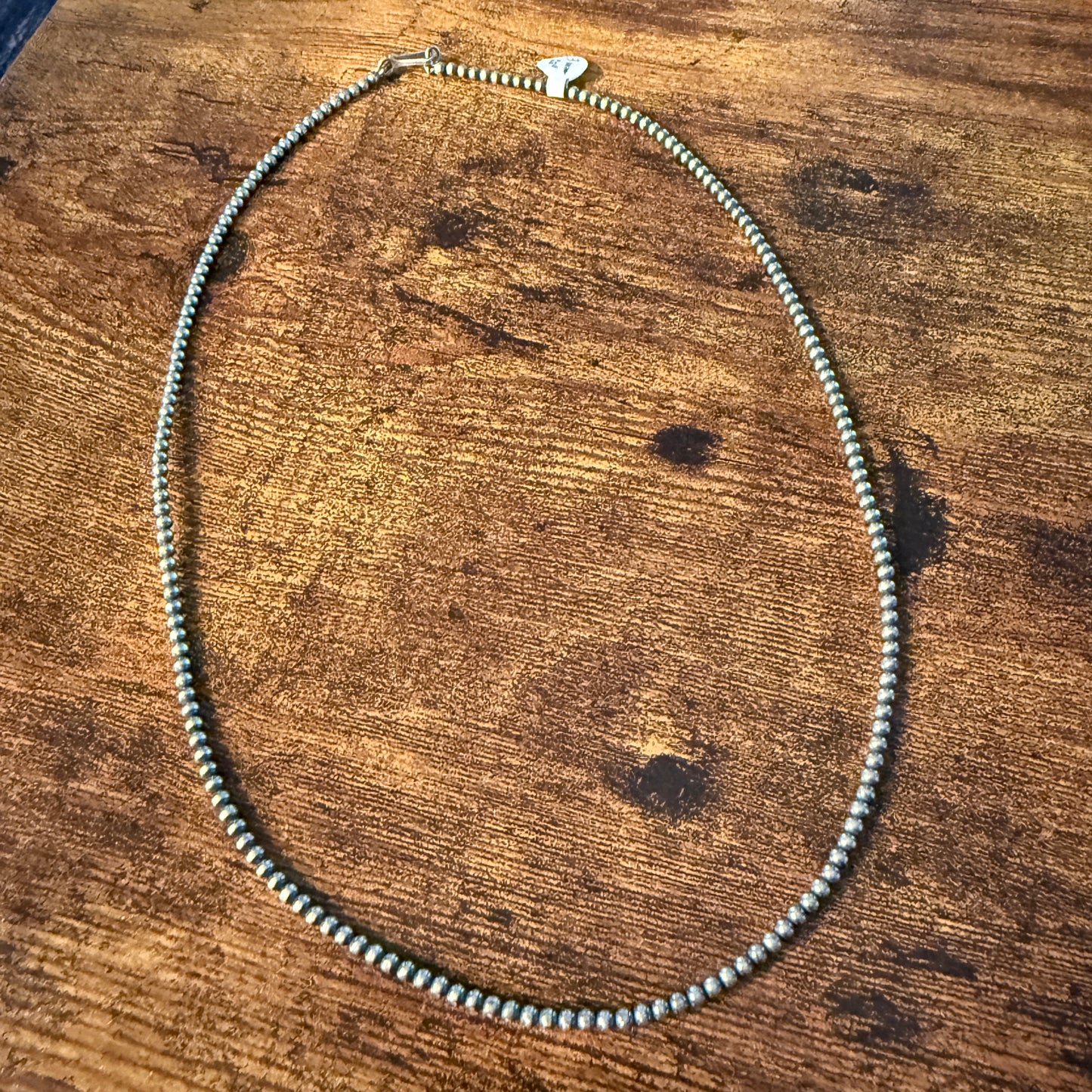 Desert Pearl Necklace in Sterling Silver 3mm 22 Inches Wild West Boho