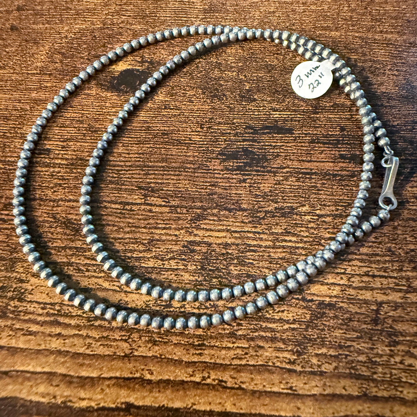 Desert Pearl Necklace in Sterling Silver 3mm 22 Inches Wild West Boho