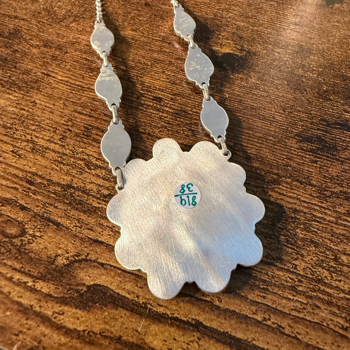 Royston Ribbon Turquoise Gemstone Flower Cluster Necklace in Sterling Silver 20 Inch Wild West Boho
