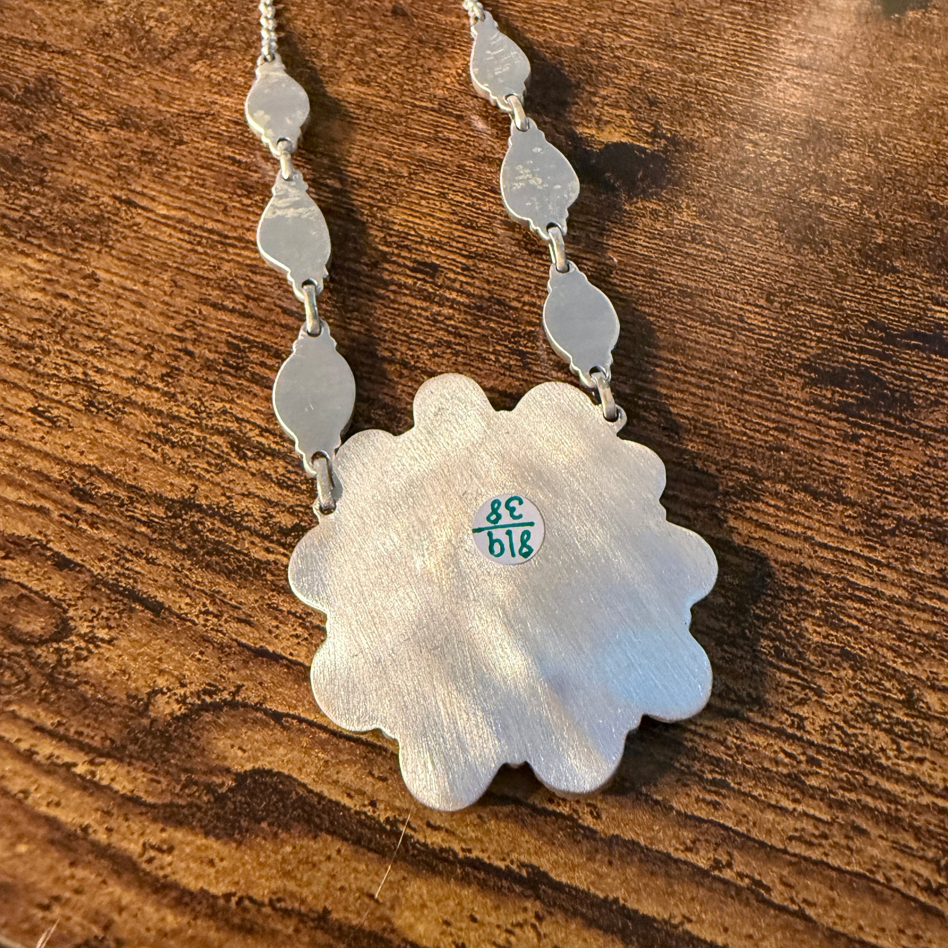 Royston Ribbon Turquoise Gemstone Flower Cluster Necklace in Sterling Silver 20 Inch Wild West Boho