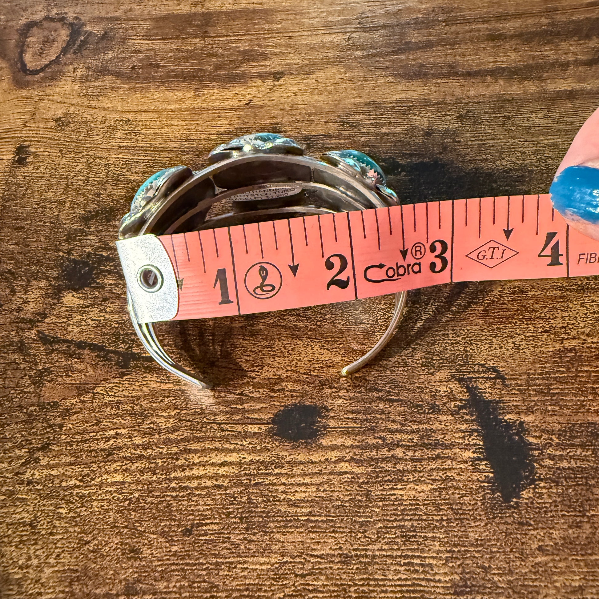 Royston Turquoise Donovan Nez Navajo Handmade Wide Cuff Bracelet Sterling Silver Wild West Boho