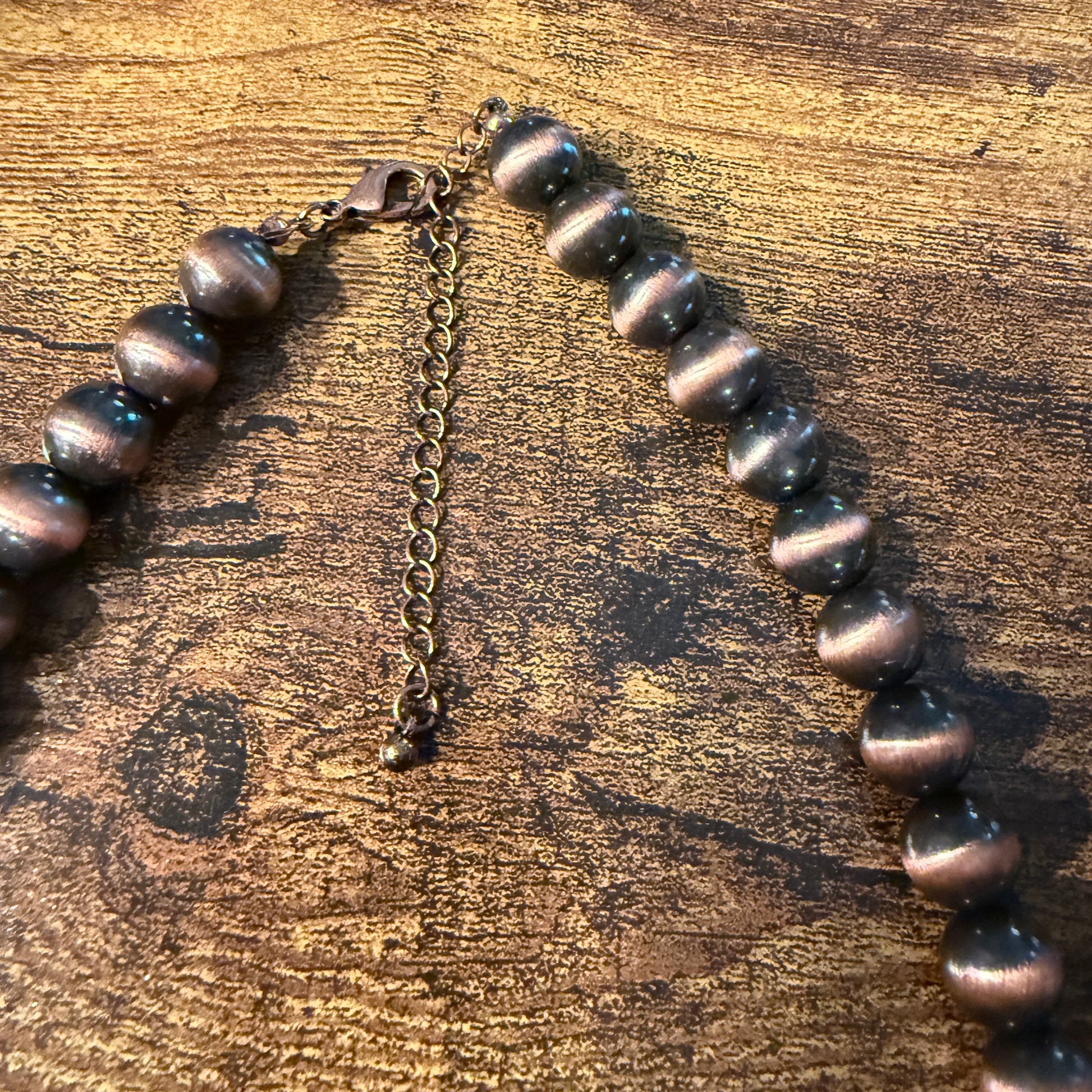 Handcrafted Navajo Style Copper Beaded Chunky Necklace Southwest Wild West Boho