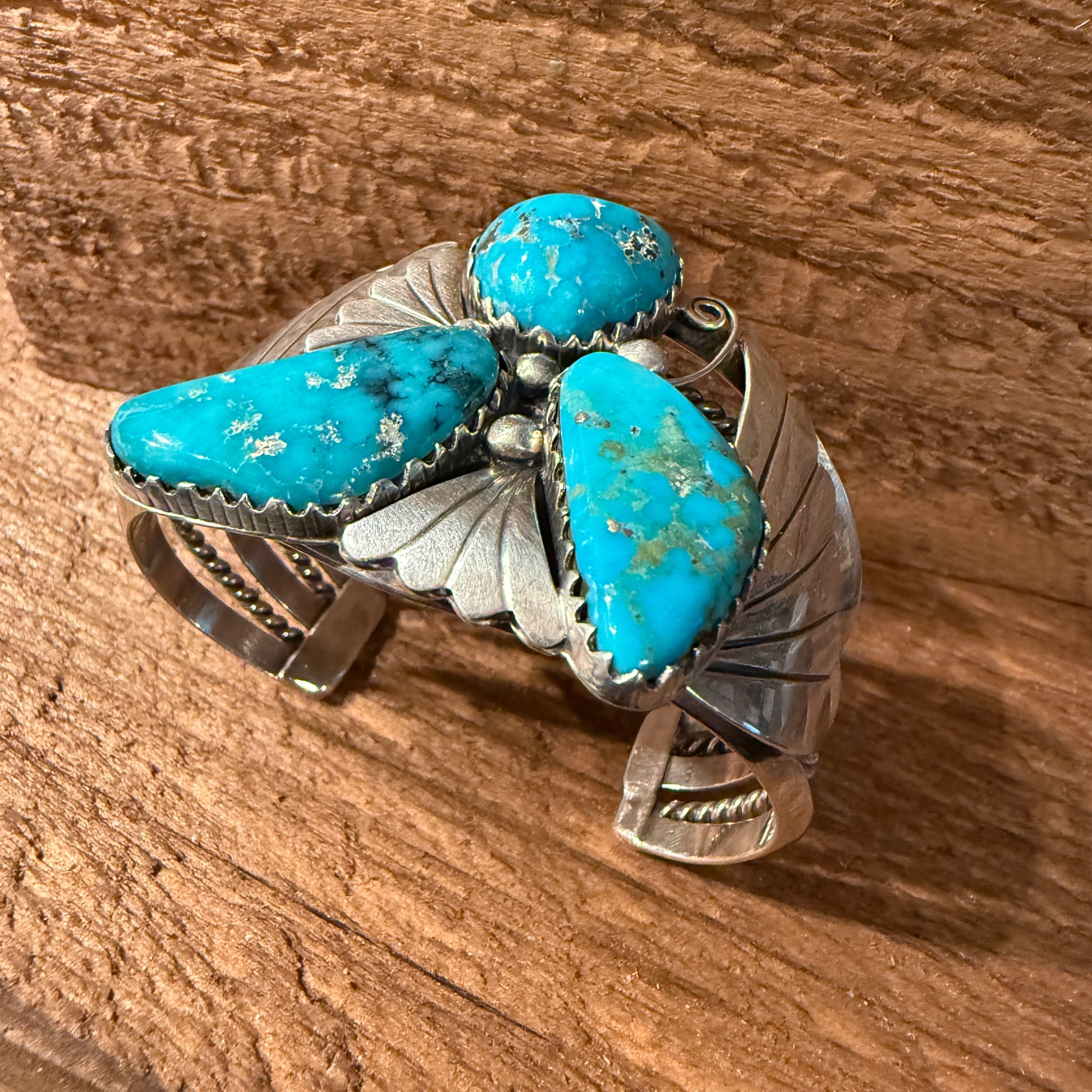 Kingman Turquoise Heavy Wide Cuff Bracelet in Sterling Silver Wild West Boho