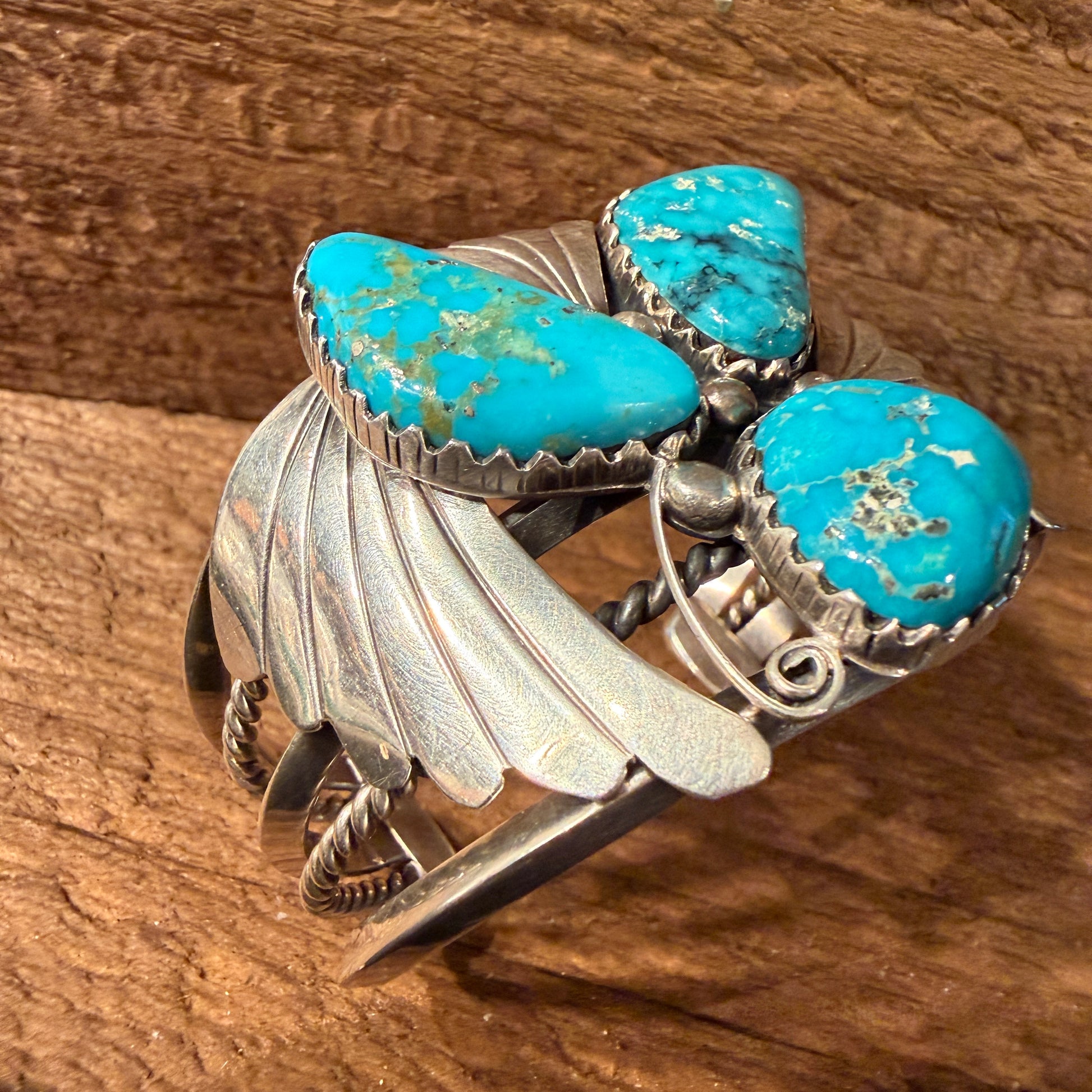 Kingman Turquoise Heavy Wide Cuff Bracelet in Sterling Silver Wild West Boho